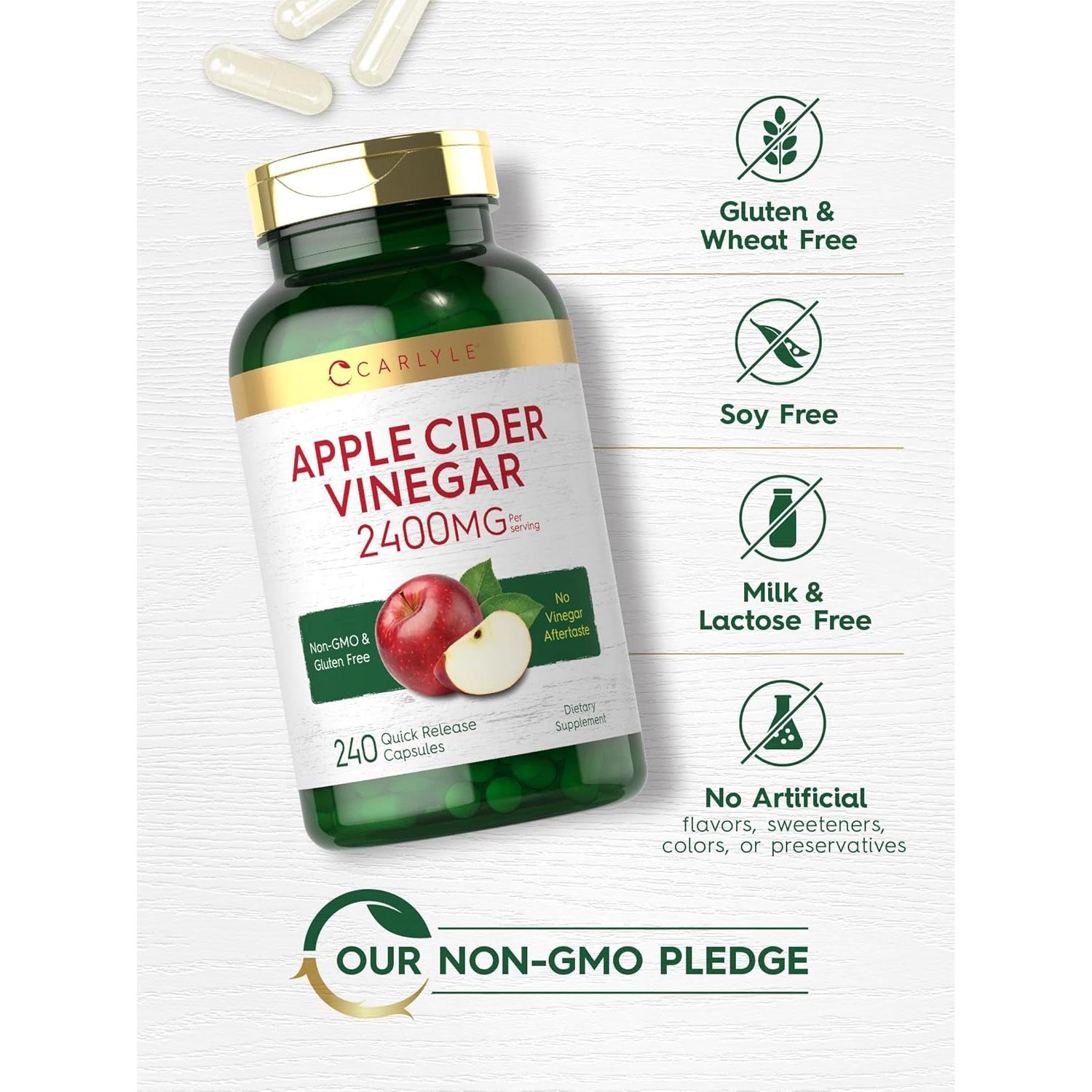 Cápsulas de Vinagre de Sidra de Manzana Carlyle 2400mg 240 Conteo