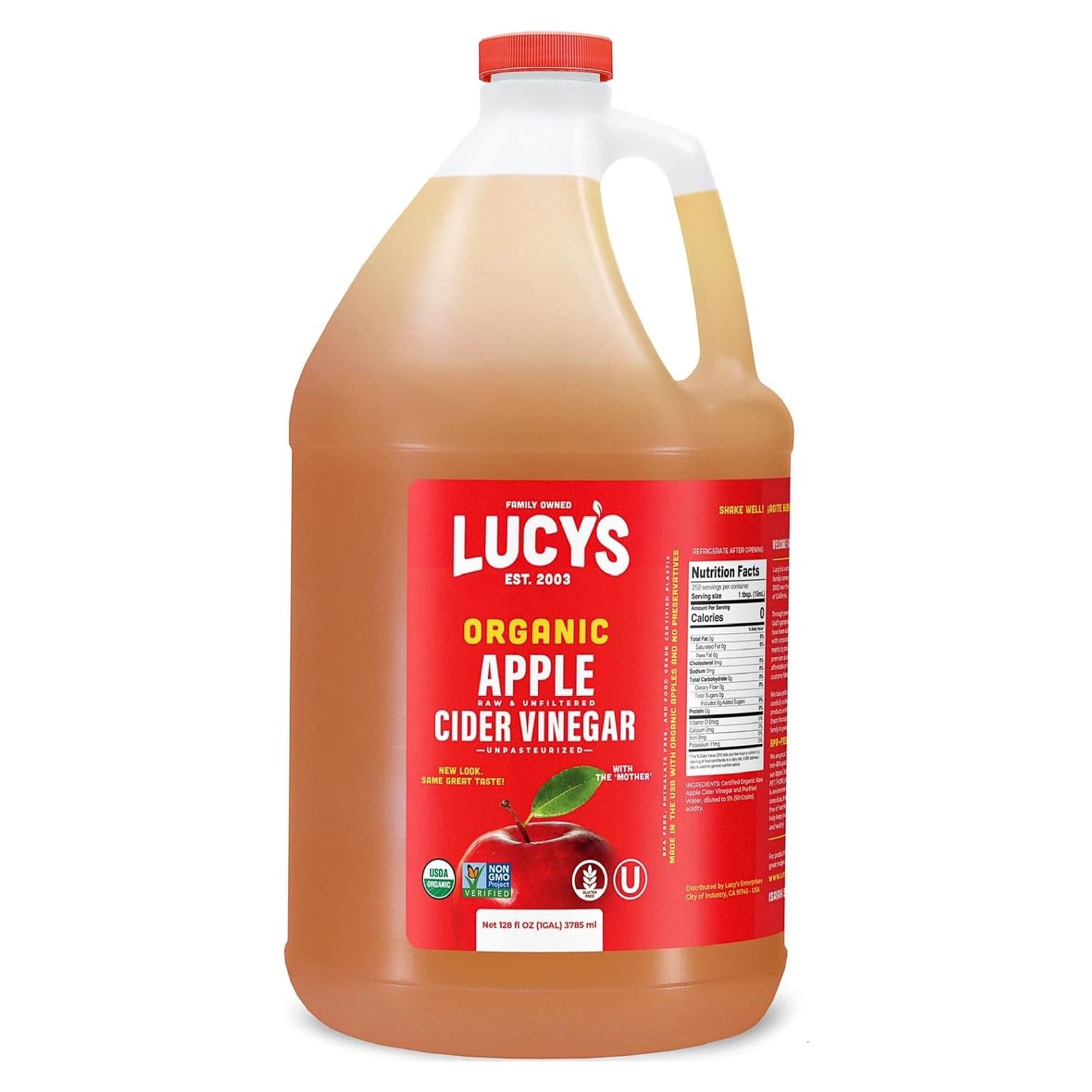 Vinagre de Sidra de Manzana Orgánico Lucy 128 Oz con la Madre