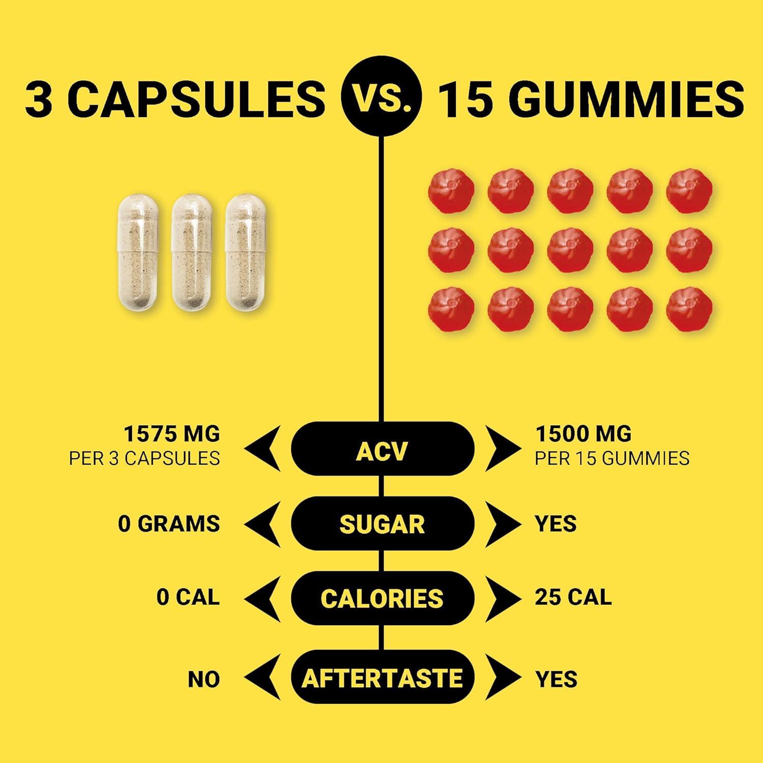 Cápsulas de Vinagre de Sidra de Manzana Intencionalmente Puro - 120 Cápsulas con Jengibre y Cayena