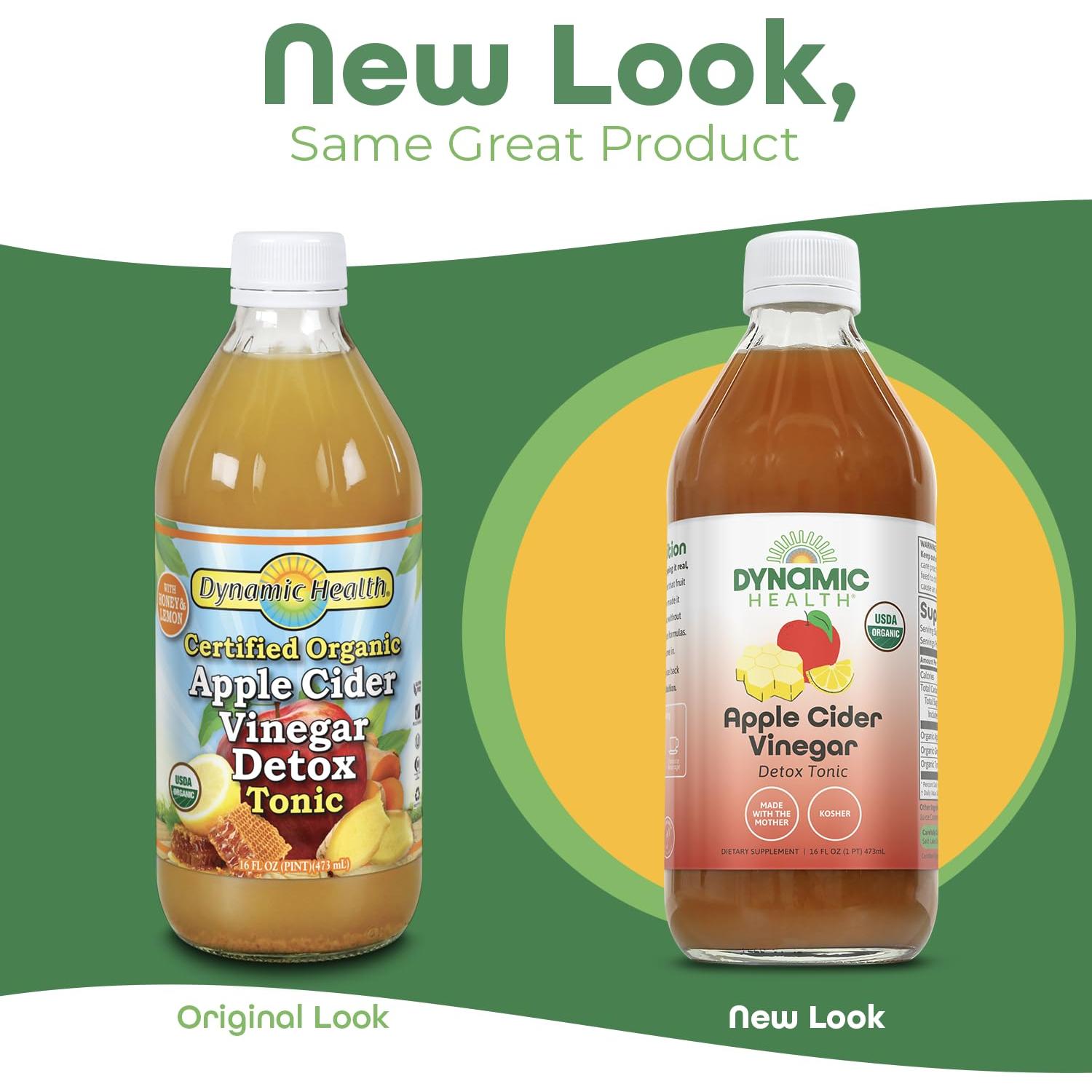 Tónico Detox de Vinagre de Sidra de Manzana Orgánico Dynamic Health 473 ml