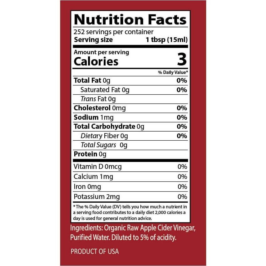 Vinagre de Sidra de Manzana Orgánico Kevala 3.79 L - Con Madre