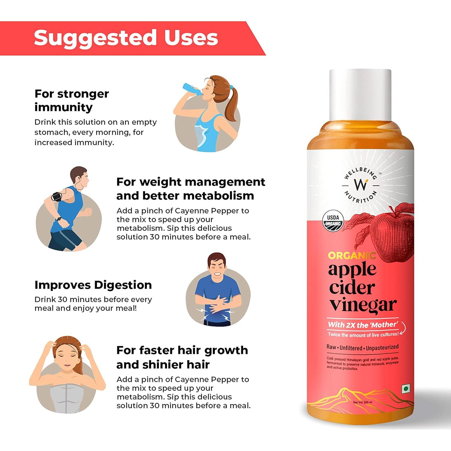 Vinagre de Sidra de Manzana Orgánico Wellbeing Nutrition 500ml