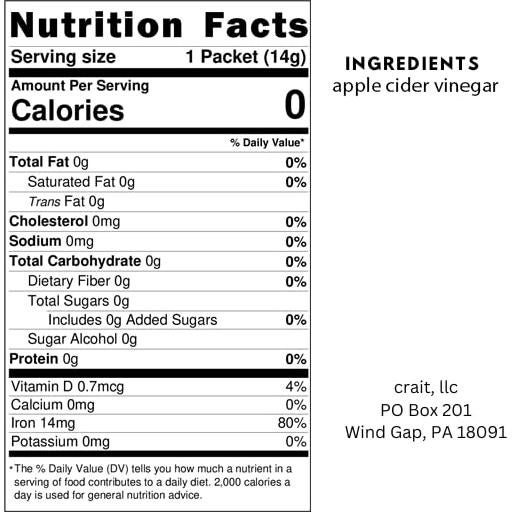 Paquetes de Vinagre de Sidra de Manzana Crait - 50 Porciones de 14.79 ml
