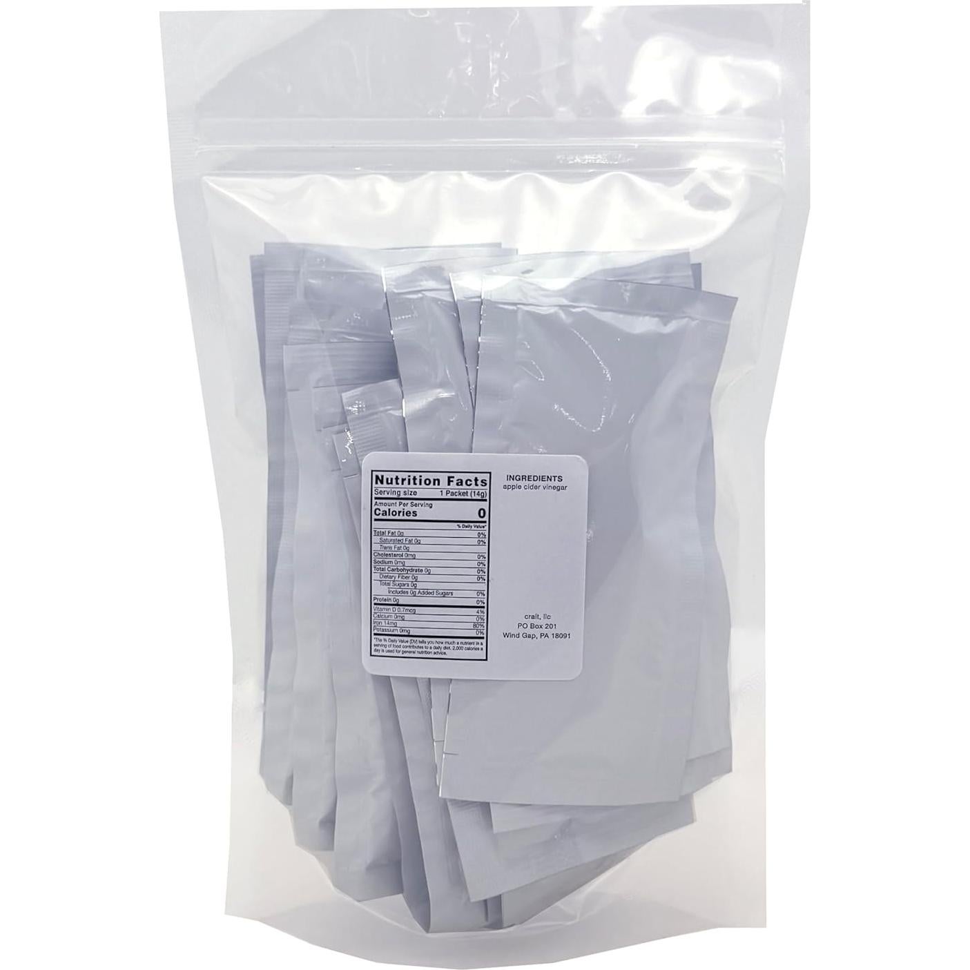 Paquetes de Vinagre de Sidra de Manzana Crait - 25 Paquetes de 14.17ml