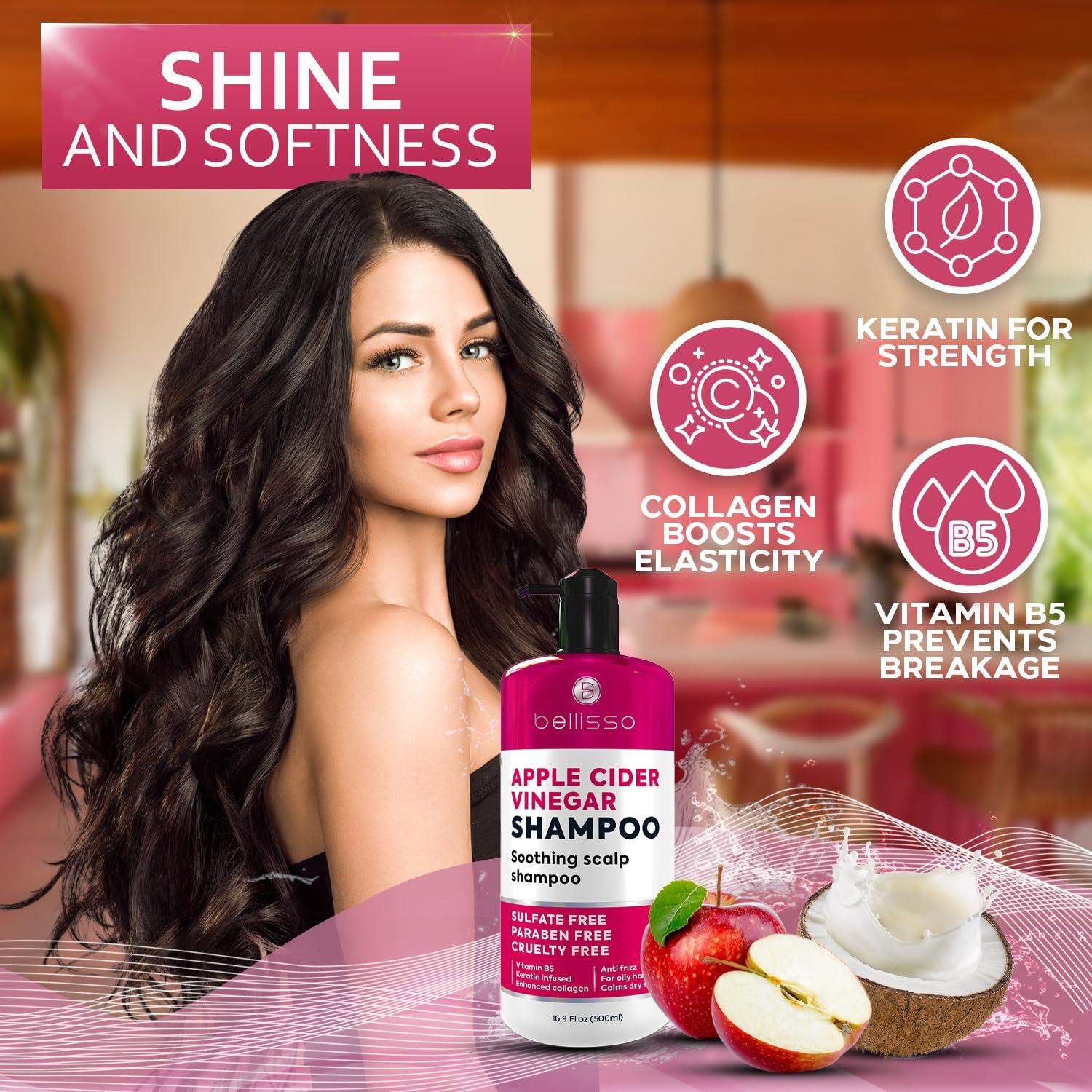 Champú Anticaspa Bellisso Vinagre de Manzana 680g Libre de Sulfatos