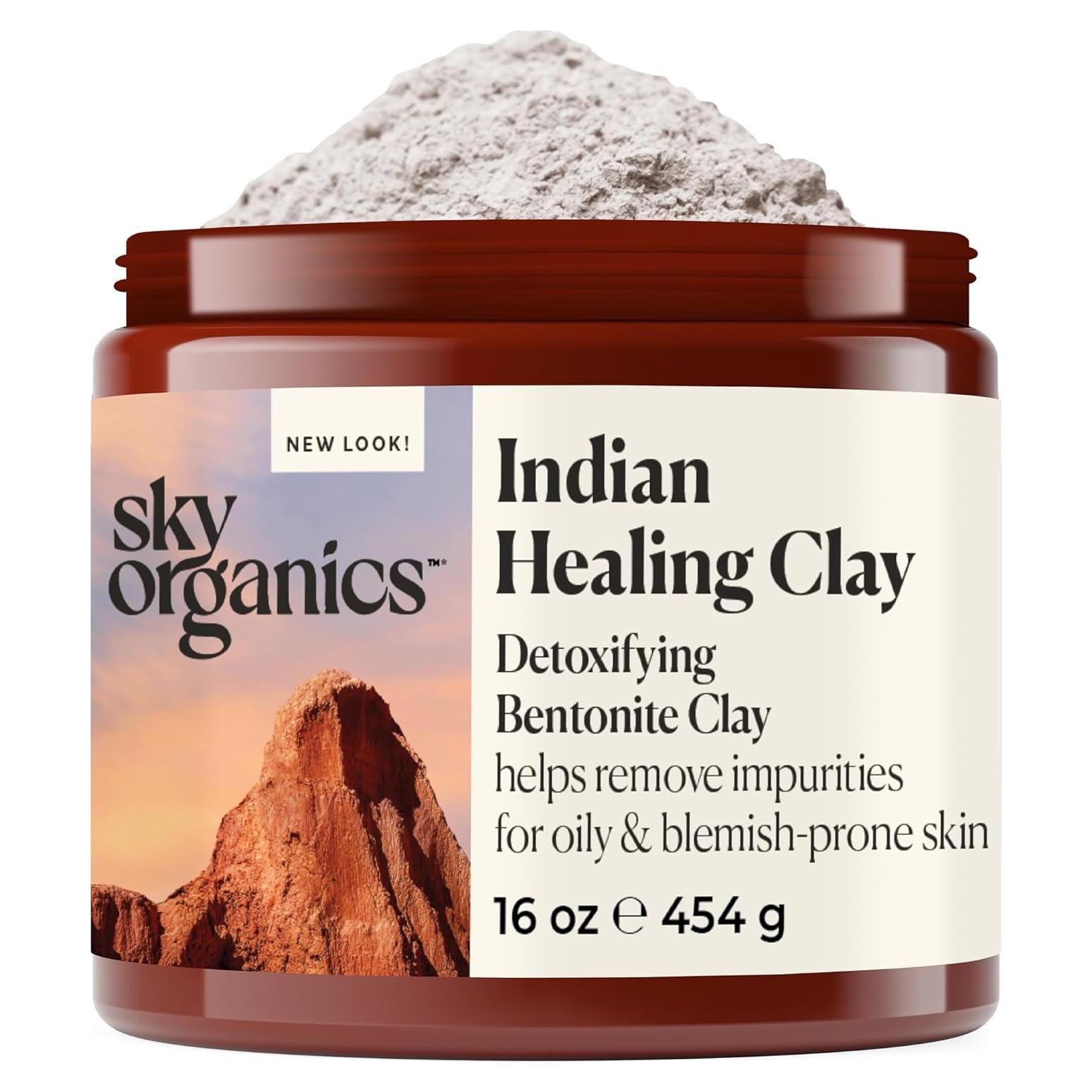 Arcilla Bentonita Sanadora Sky Organics 453.6 g - Mascarilla Desintoxicante