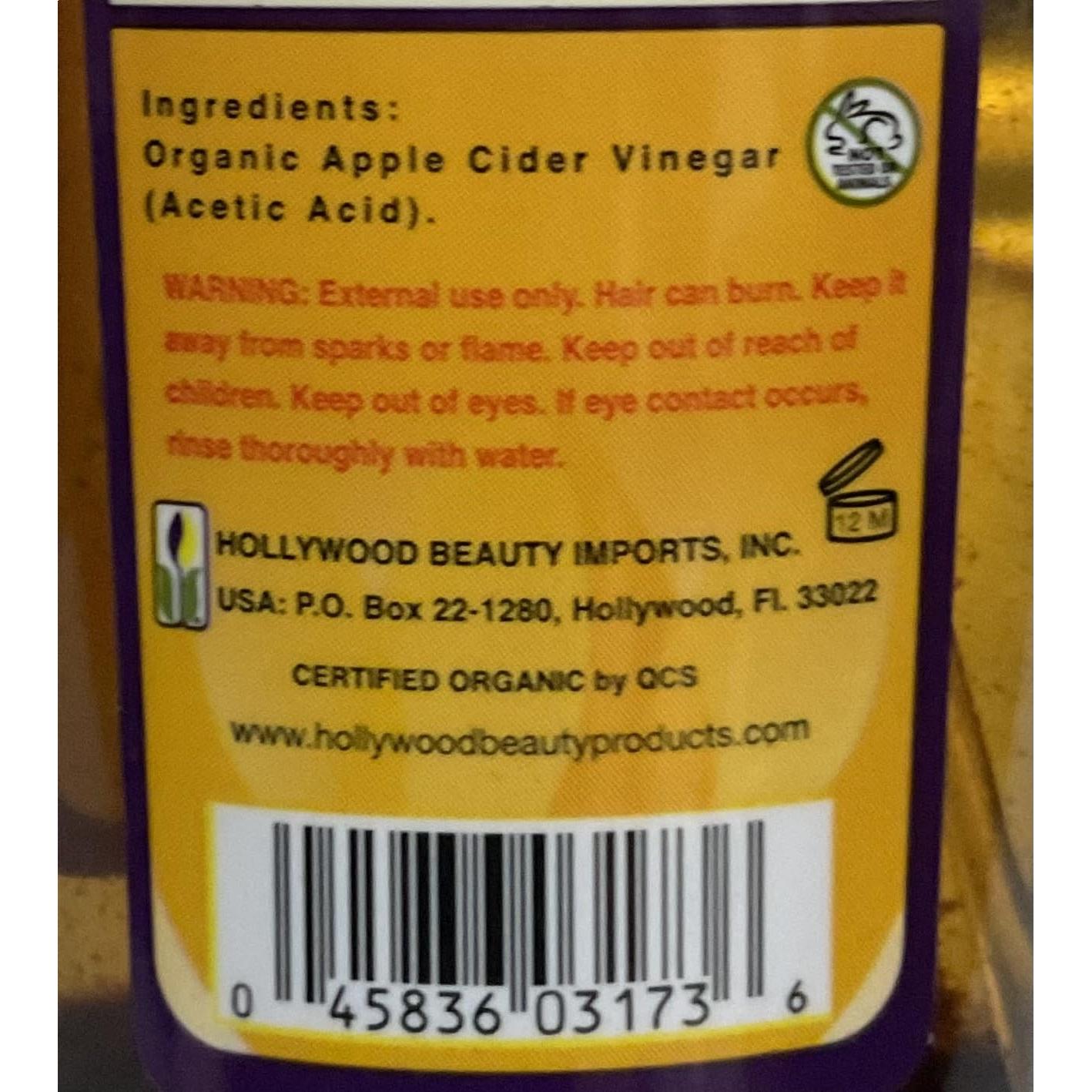 Vinagre de Sidra de Manzana Orgánico Hollywood Beauty 88.7 ml