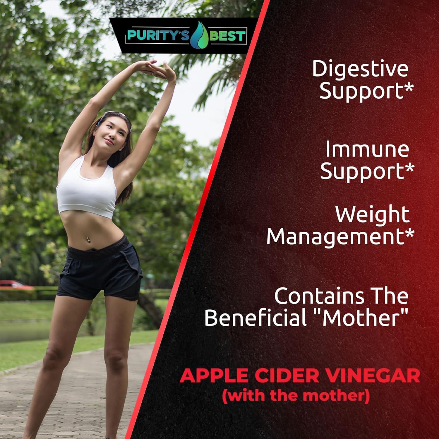 Vinagre de Sidra de Manzana Orgánico Purity's Best - 200 Cápsulas Veganas - 2500 mg