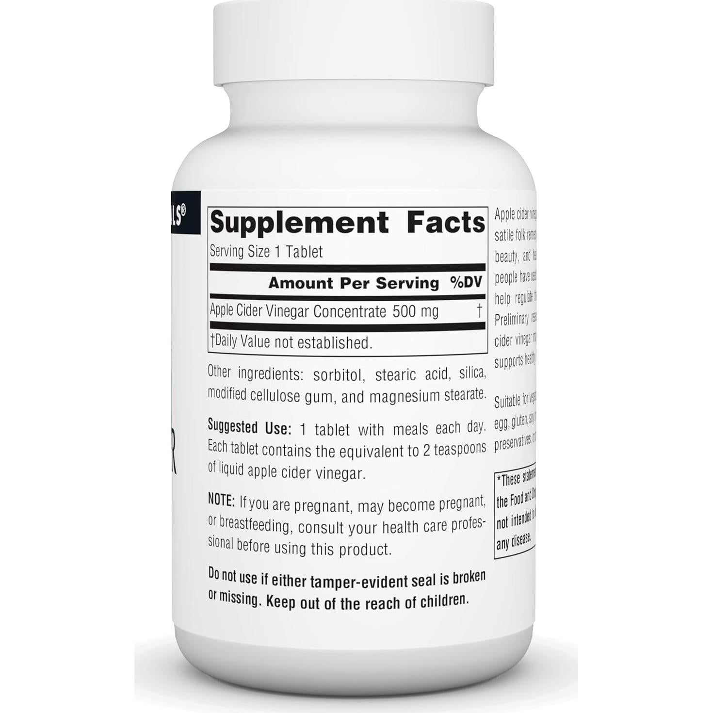 Vinagre de Sidra de Manzana Source Naturals 500mg - 90 Tabletas