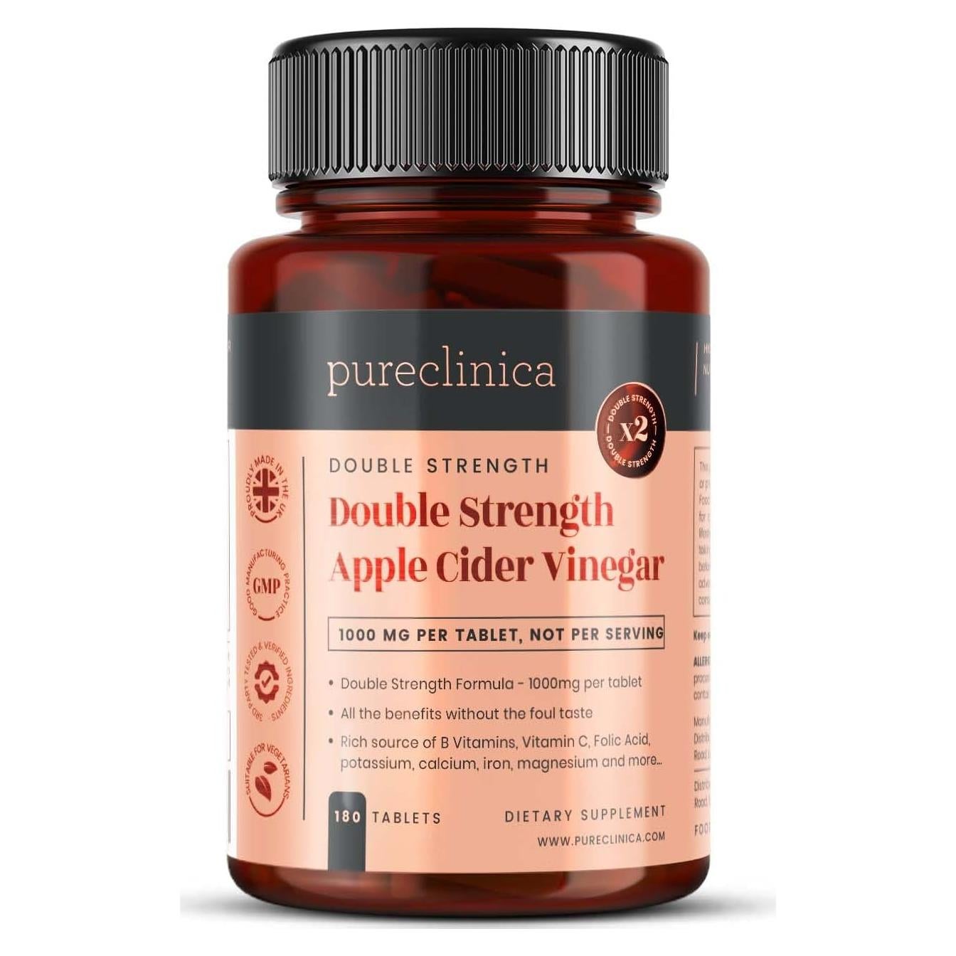 Vinagre de Sidra de Manzana Doble Fuerza 1000mg 180 Tabletas