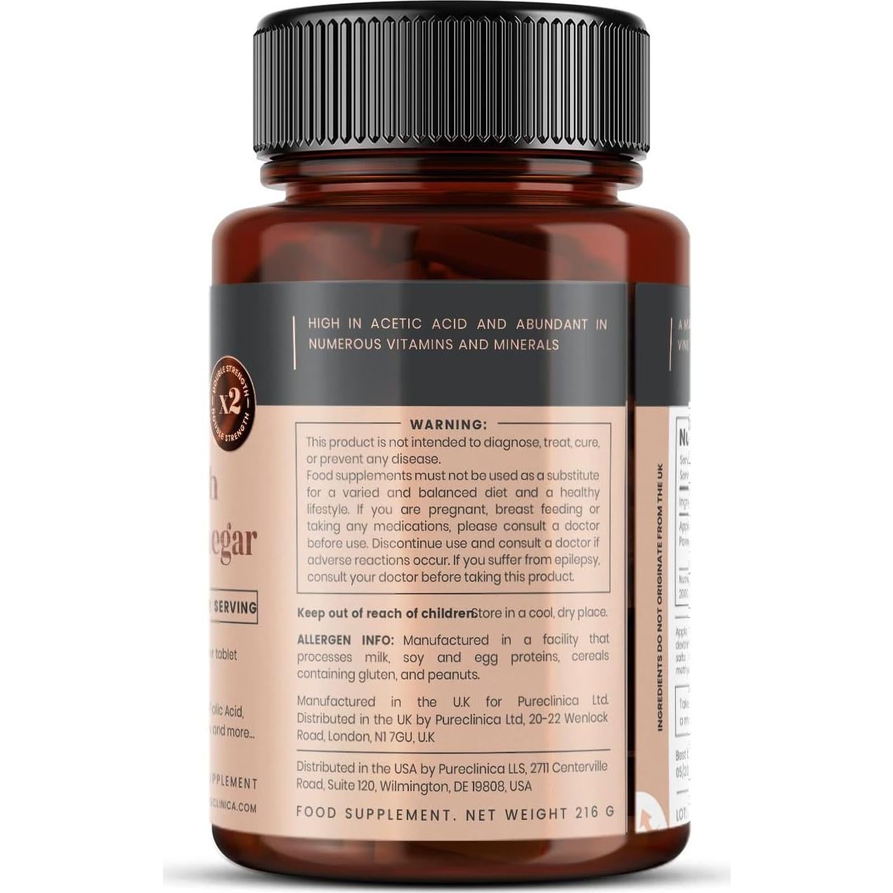 Vinagre de Sidra de Manzana Doble Fuerza 1000mg 180 Tabletas