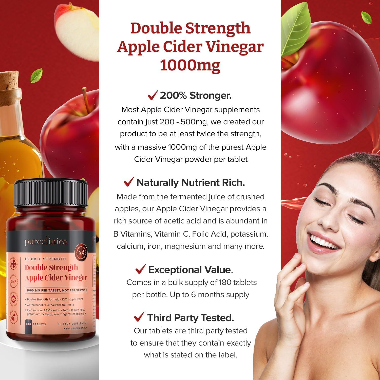 Vinagre de Sidra de Manzana Doble Fuerza 1000mg 180 Tabletas