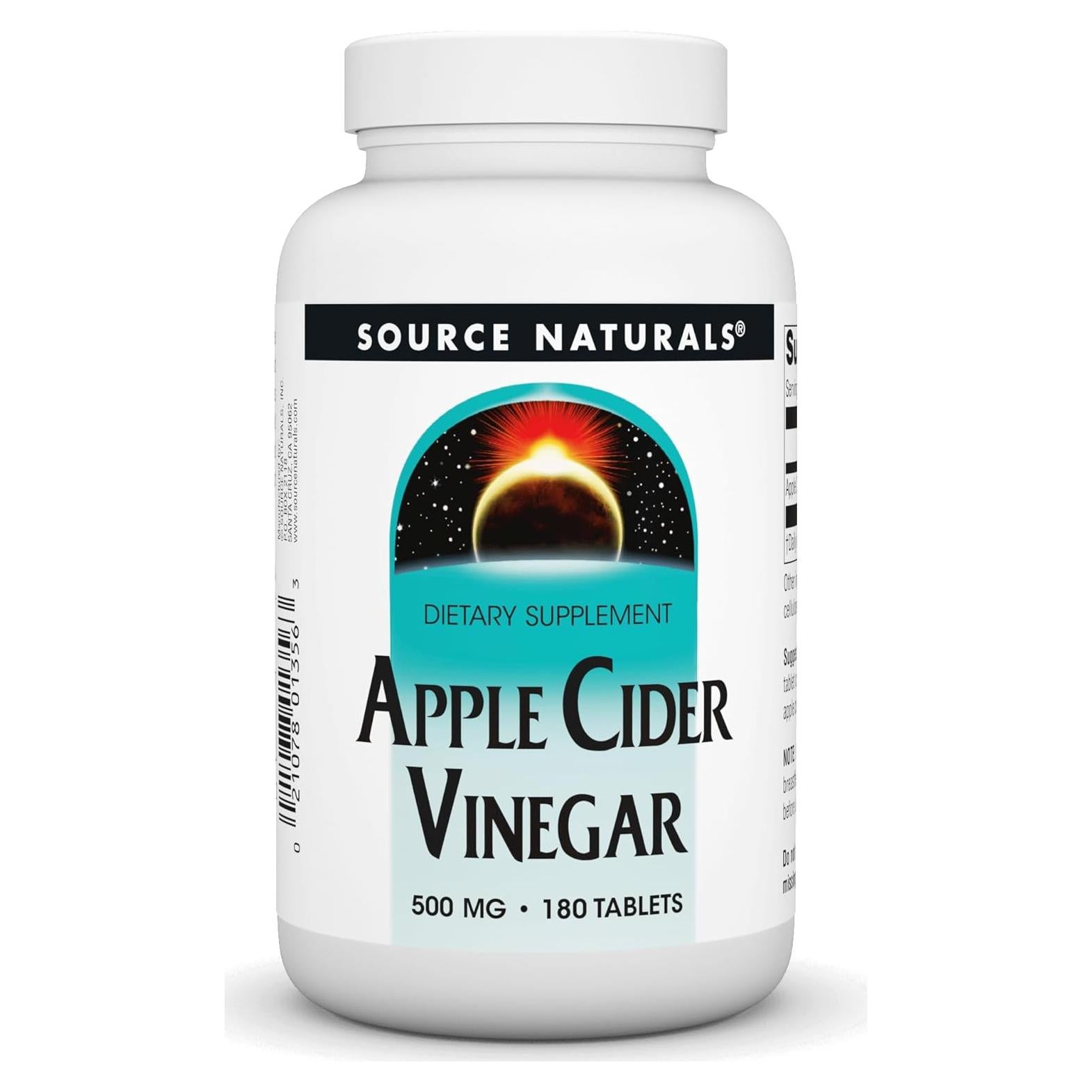 Suplemento de Vinagre de Sidra de Manzana Source Naturals 500mg - 180 Tabletas
