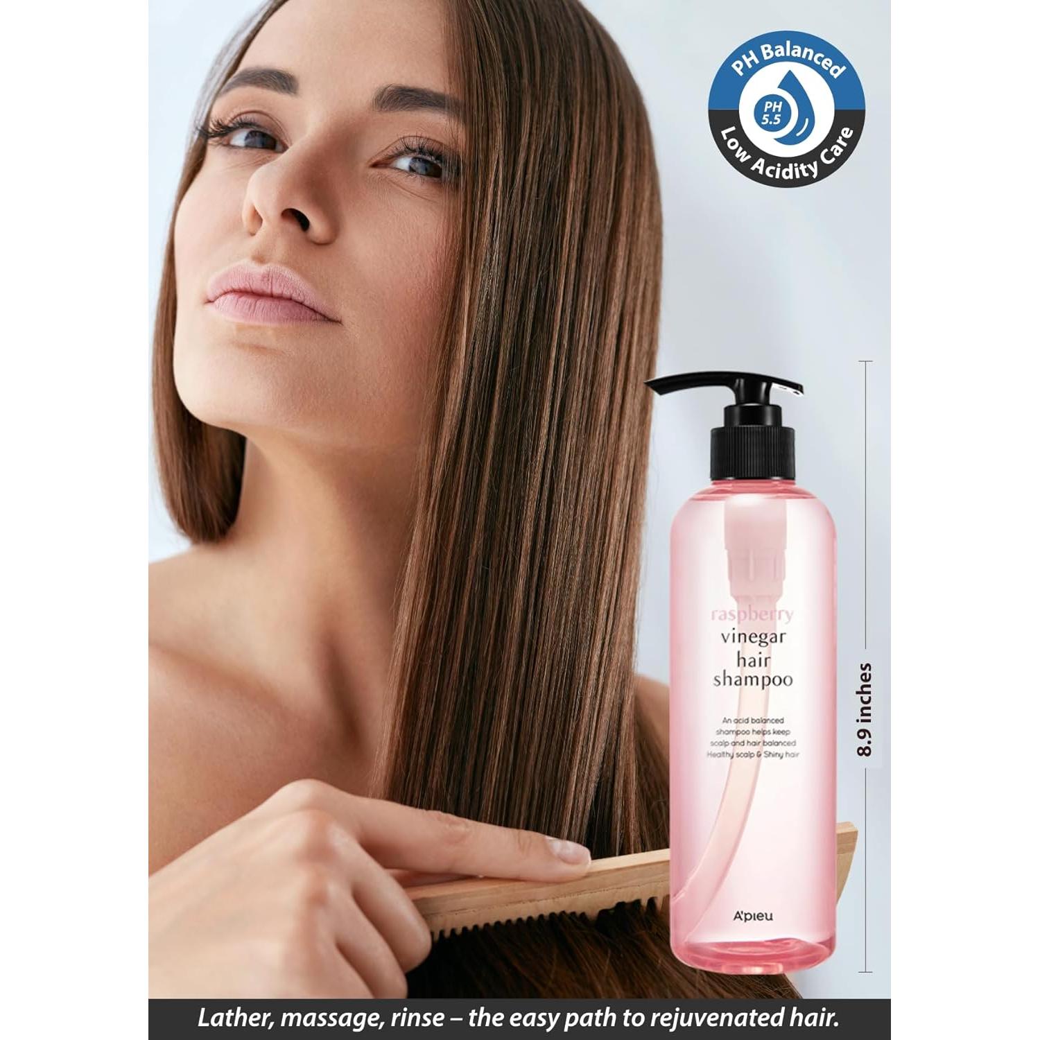 Champú A'PIEU de Vinagre de Frambuesa 500 ml - Anticaspa y Cuidado del Cabello