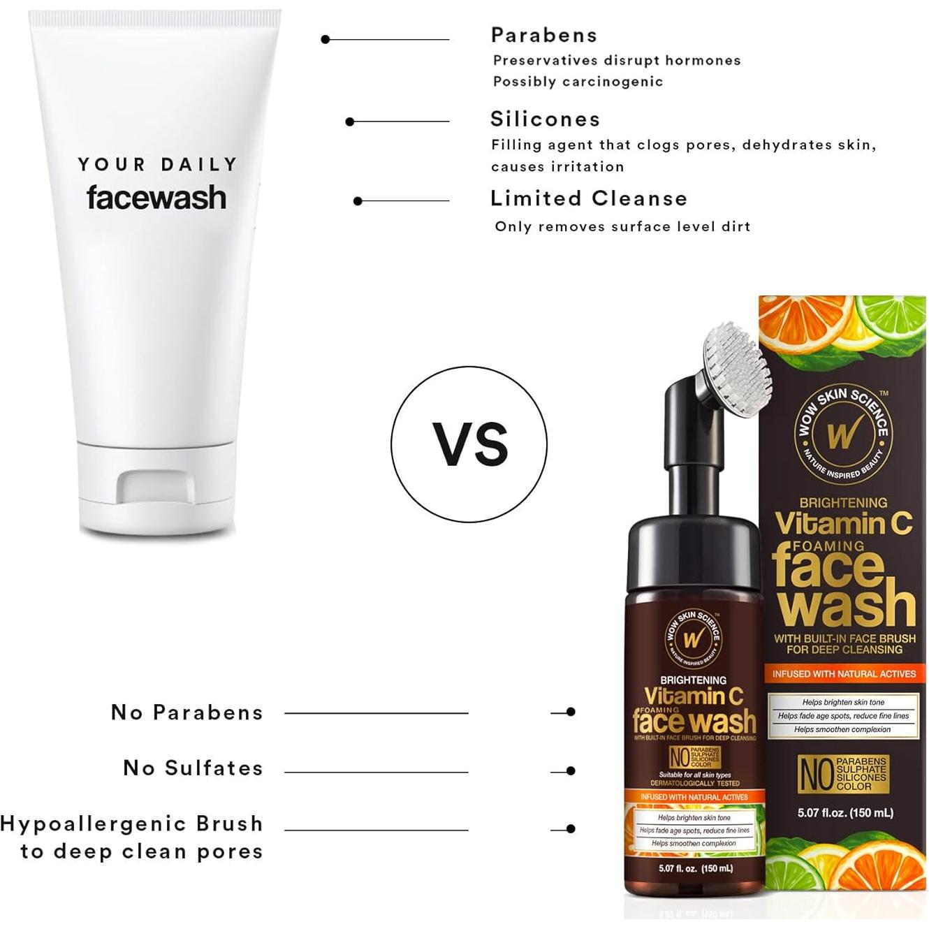 Lavado Facial WOW Skin Science Vitamina C 143 g con Cepillo