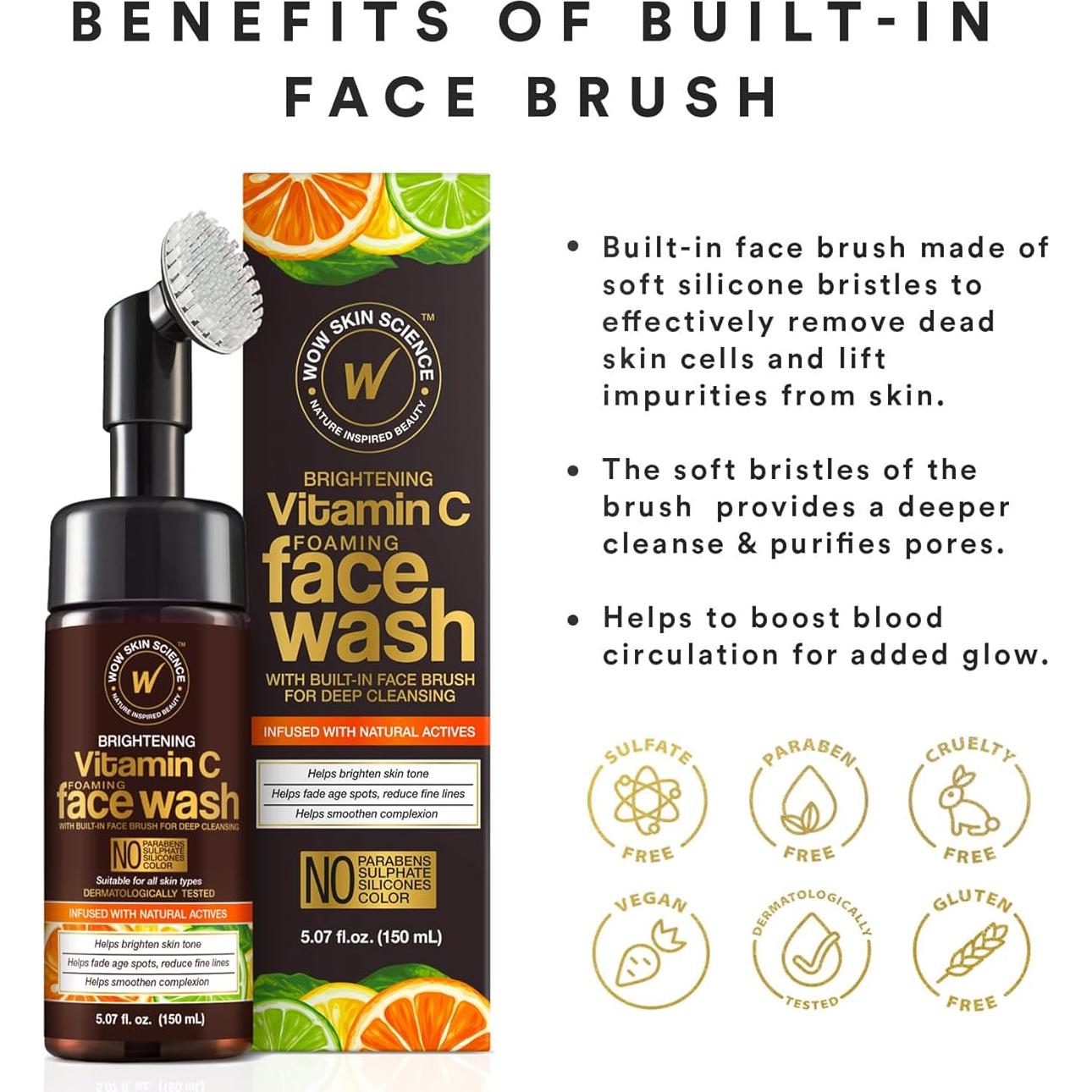 Lavado Facial WOW Skin Science Vitamina C 143 g con Cepillo