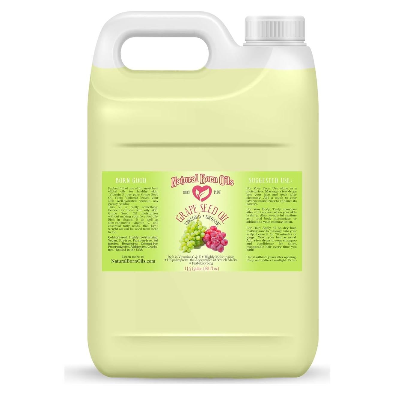 Aceite de Semilla de Uva Natural Born Oils 3.78L Orgánico Prensado en Frío