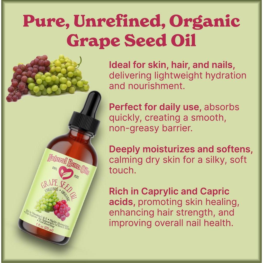 Aceite de Semilla de Uva Natural Born Oils 3.78L Orgánico Prensado en Frío