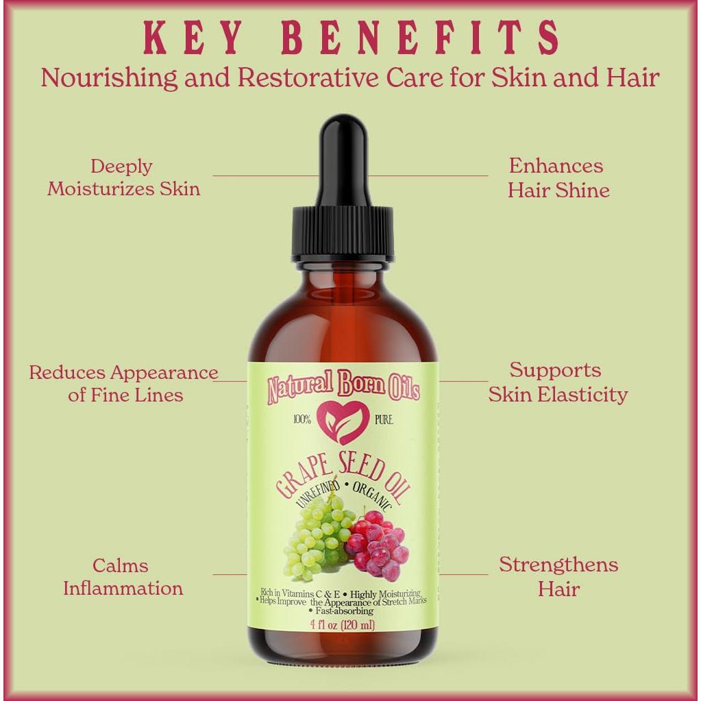 Aceite de Semilla de Uva Natural Born Oils 3.78L Orgánico Prensado en Frío