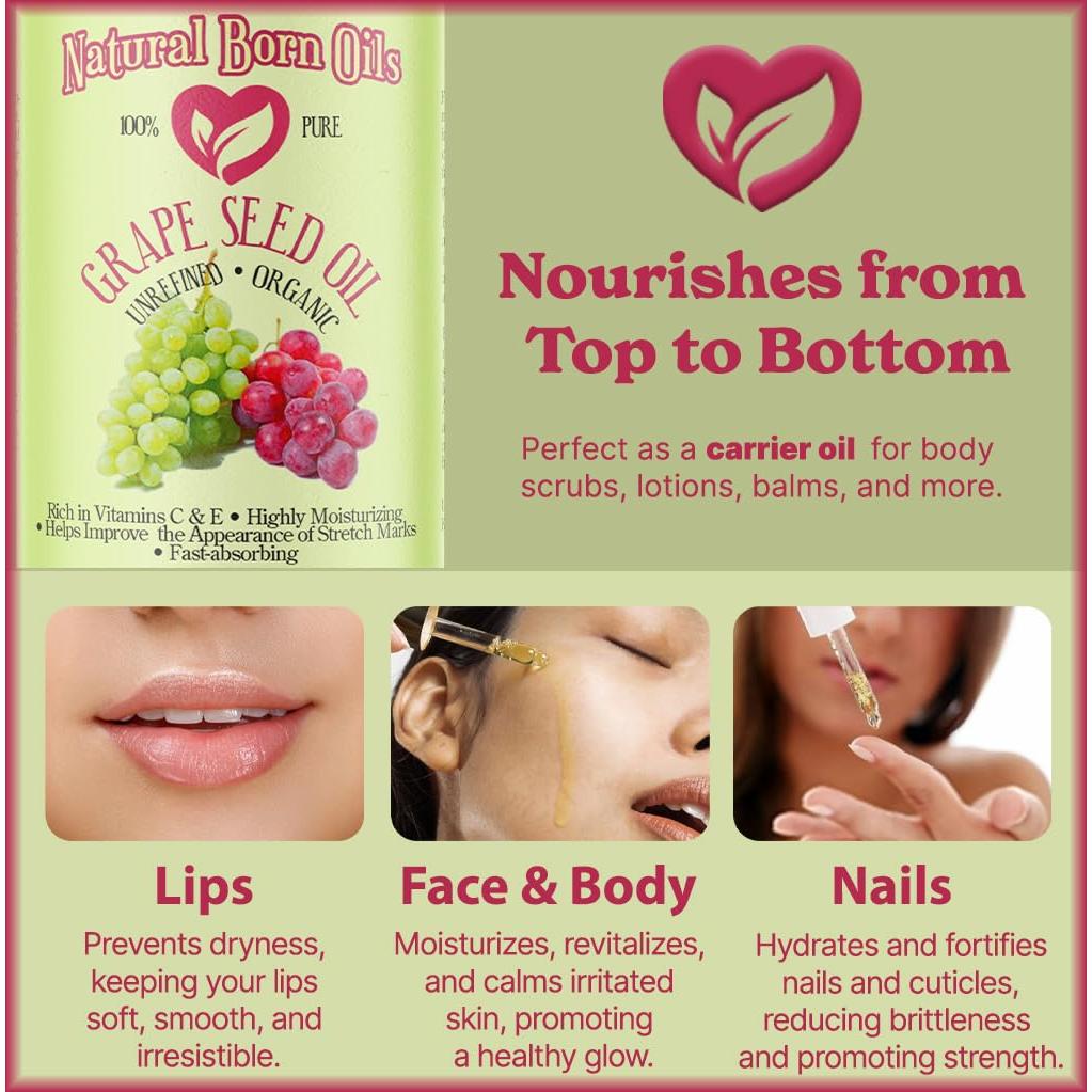 Aceite de Semilla de Uva Natural Born Oils 3.78L Orgánico Prensado en Frío