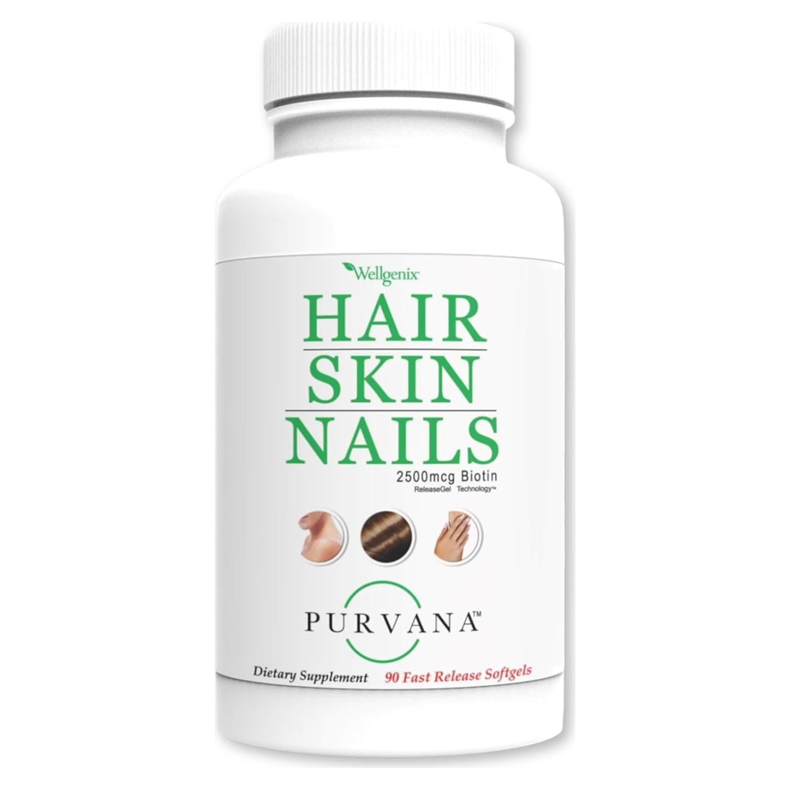 Suplemento Wellgenix Purvana para Cabello, Piel y Uñas - 90 Softgels