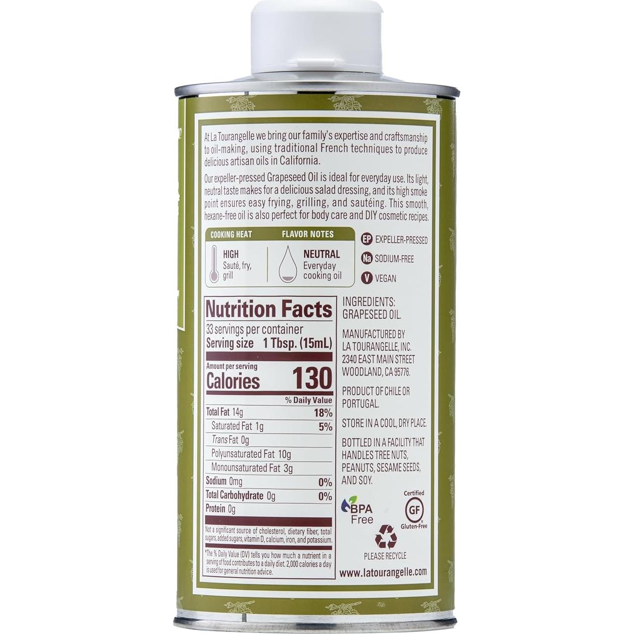 Aceite de Semilla de Uva La Tourangelle 500 ml Prensado en Frío