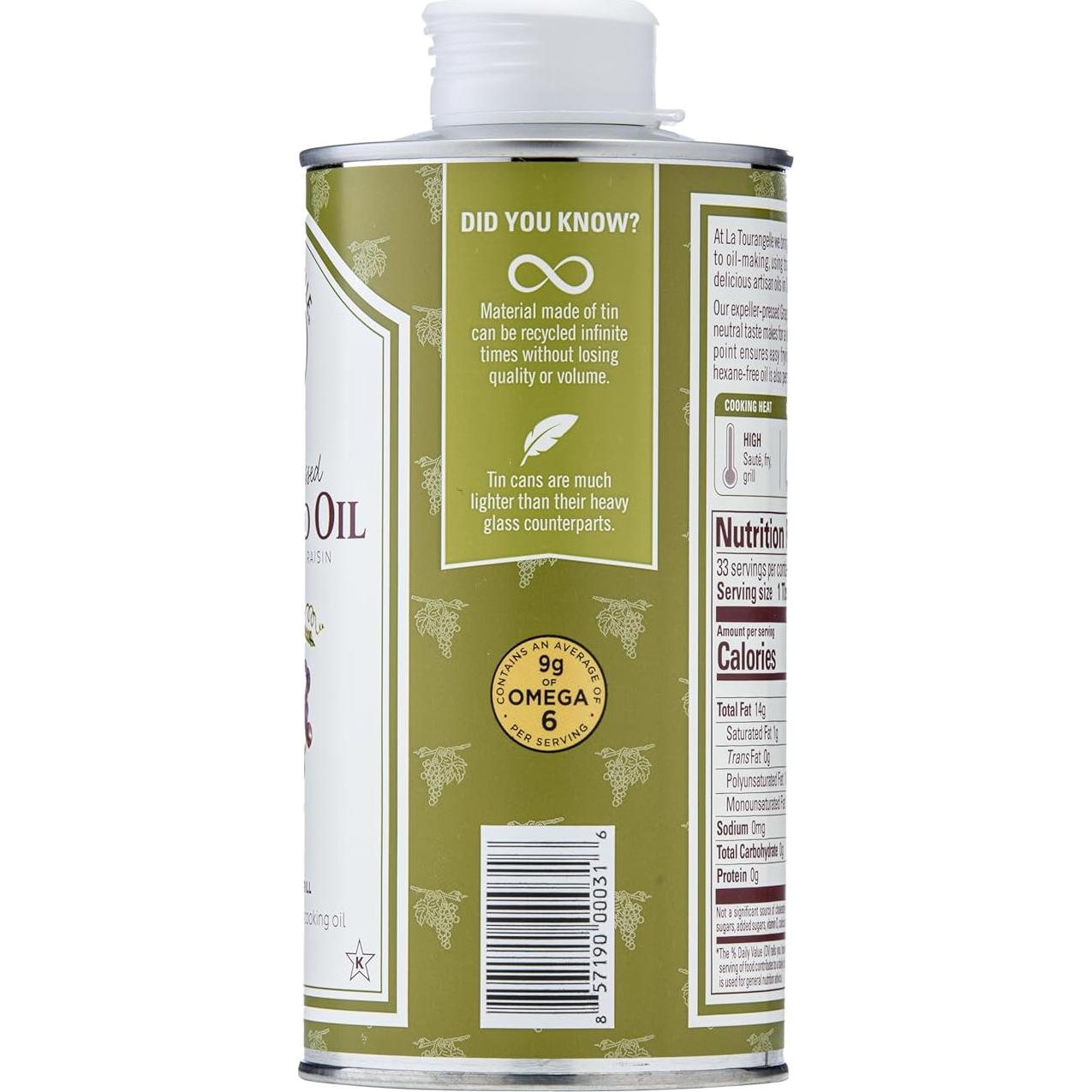 Aceite de Semilla de Uva La Tourangelle 500 ml Prensado en Frío