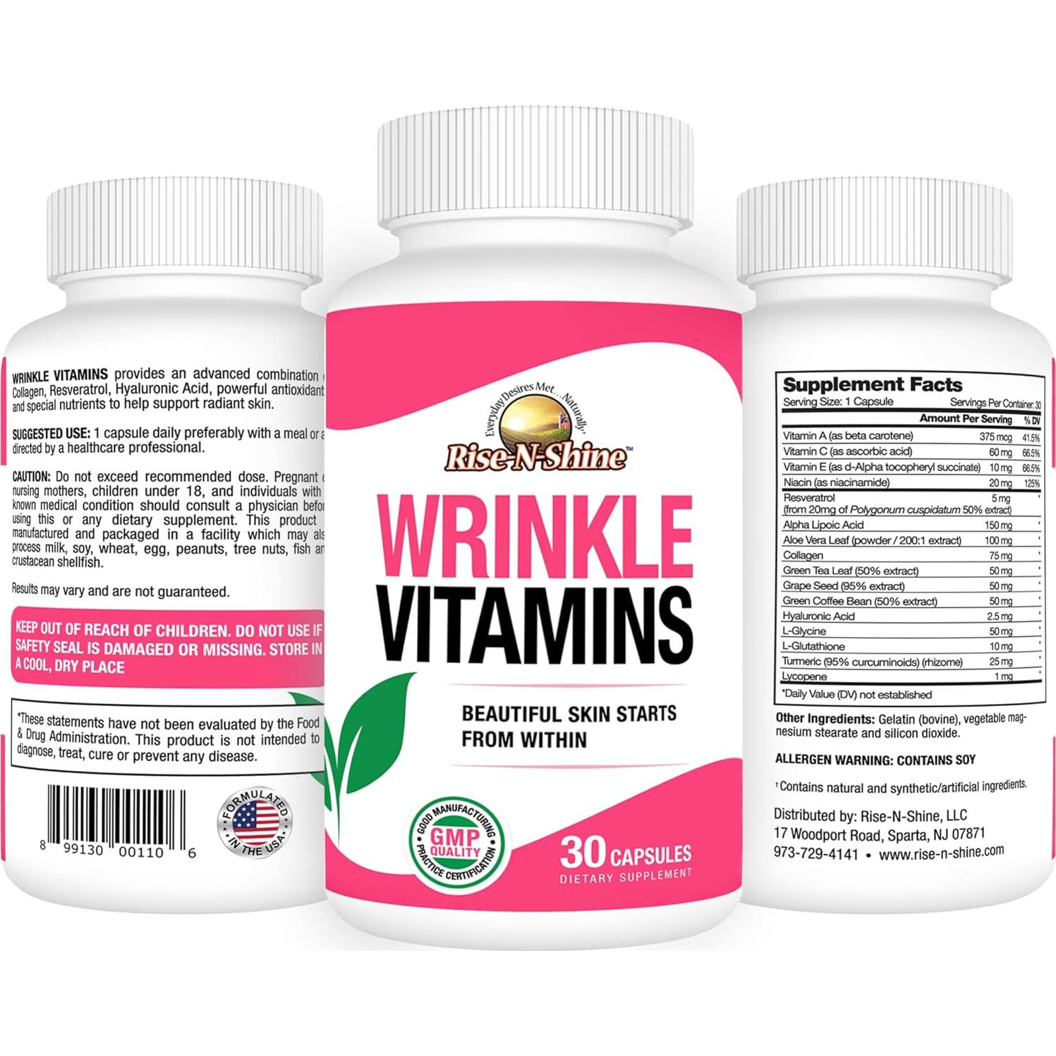 Vitaminas Antienvejecimiento Rise-N-Shine con Colágeno y Resveratrol 30 Unidades