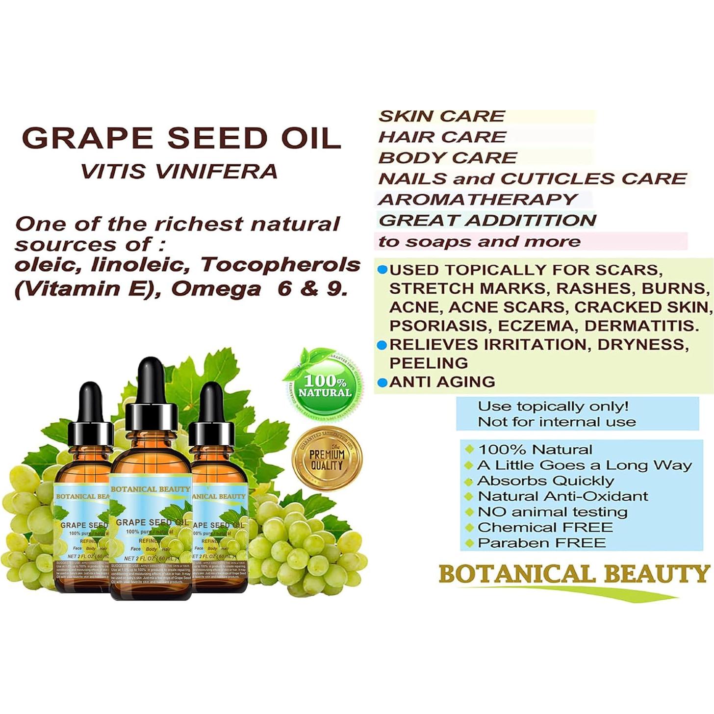 Aceite de Semilla de Uva 100% Puro Botanical Beauty 60 ml