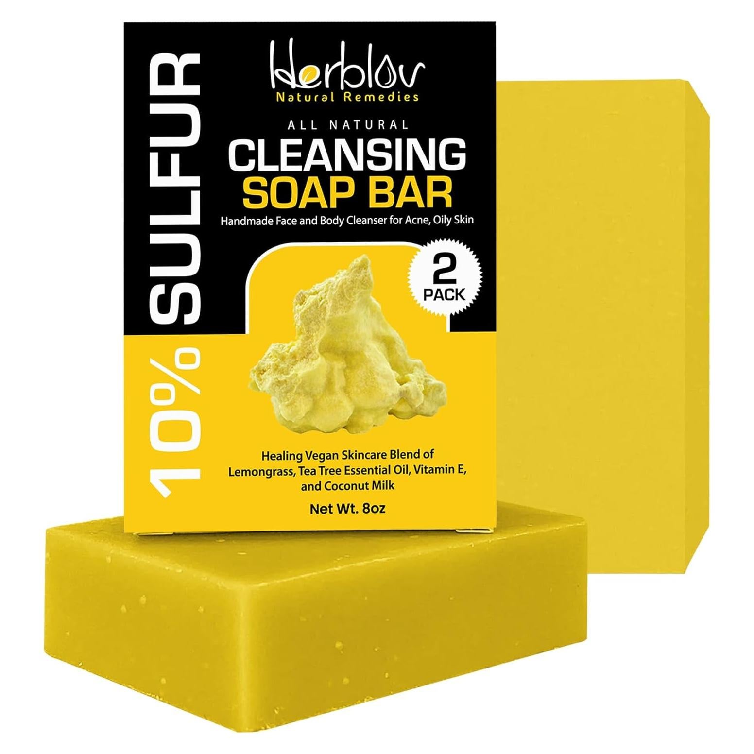 Barra de Jabón de Azufre 10% Herblov 113g - Limpiador Facial