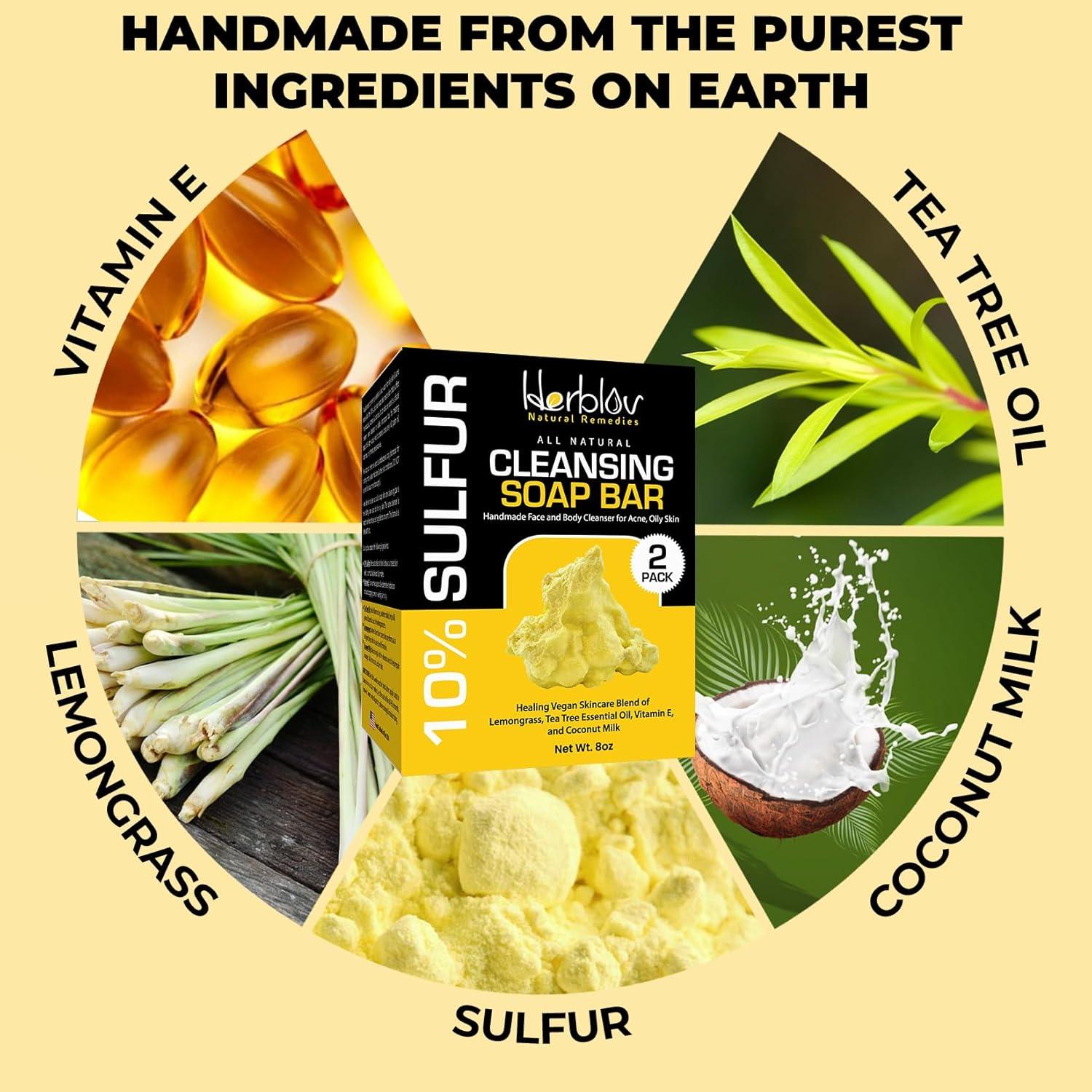 Barra de Jabón de Azufre 10% Herblov 113g - Limpiador Facial