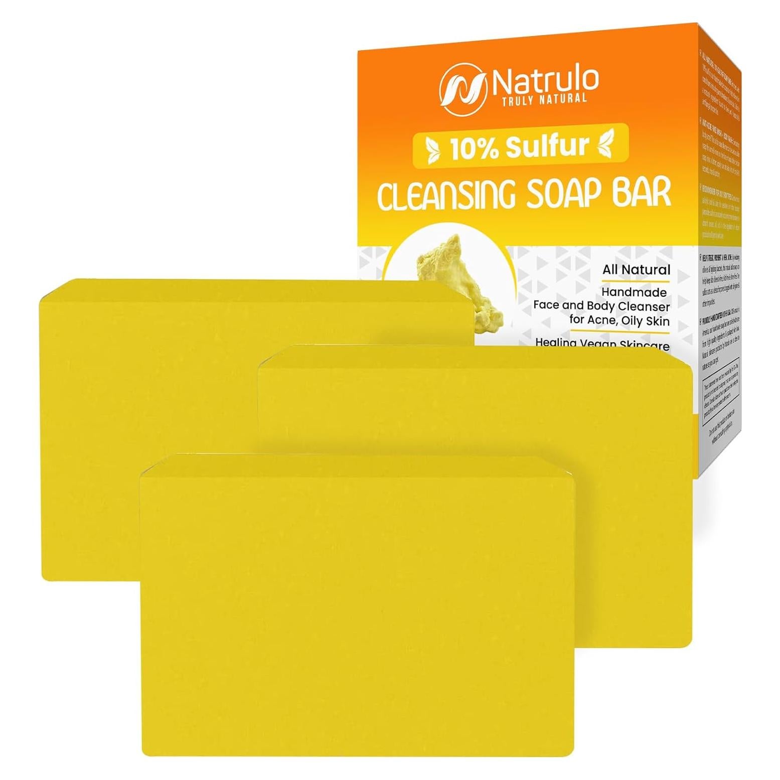 Barra de Jabón de Azufre 10% Natrulo - Limpiador Facial Natural