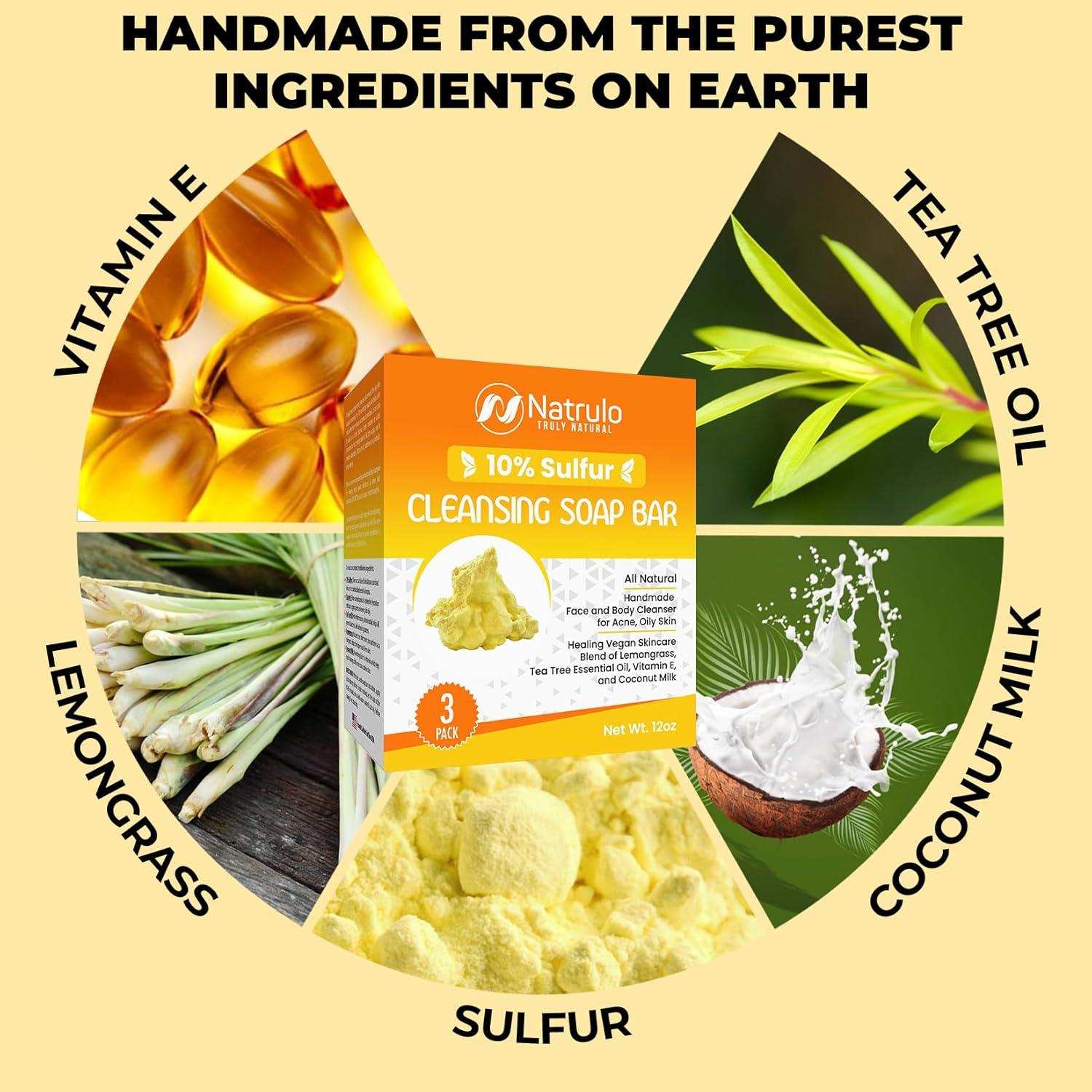 Barra de Jabón de Azufre 10% Natrulo - Limpiador Facial Natural