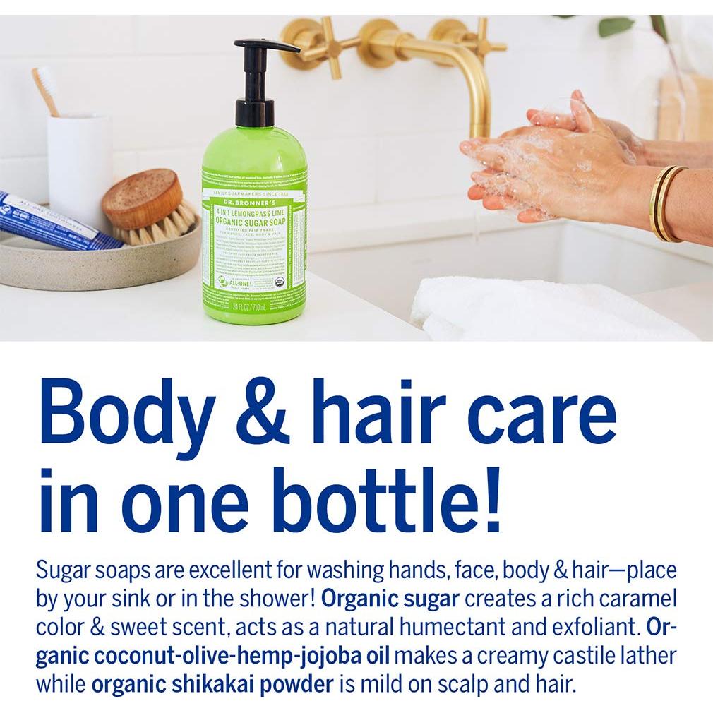 Jabón Orgánico Dr. Bronner's 24 Oz Hierba Limón - Vegano