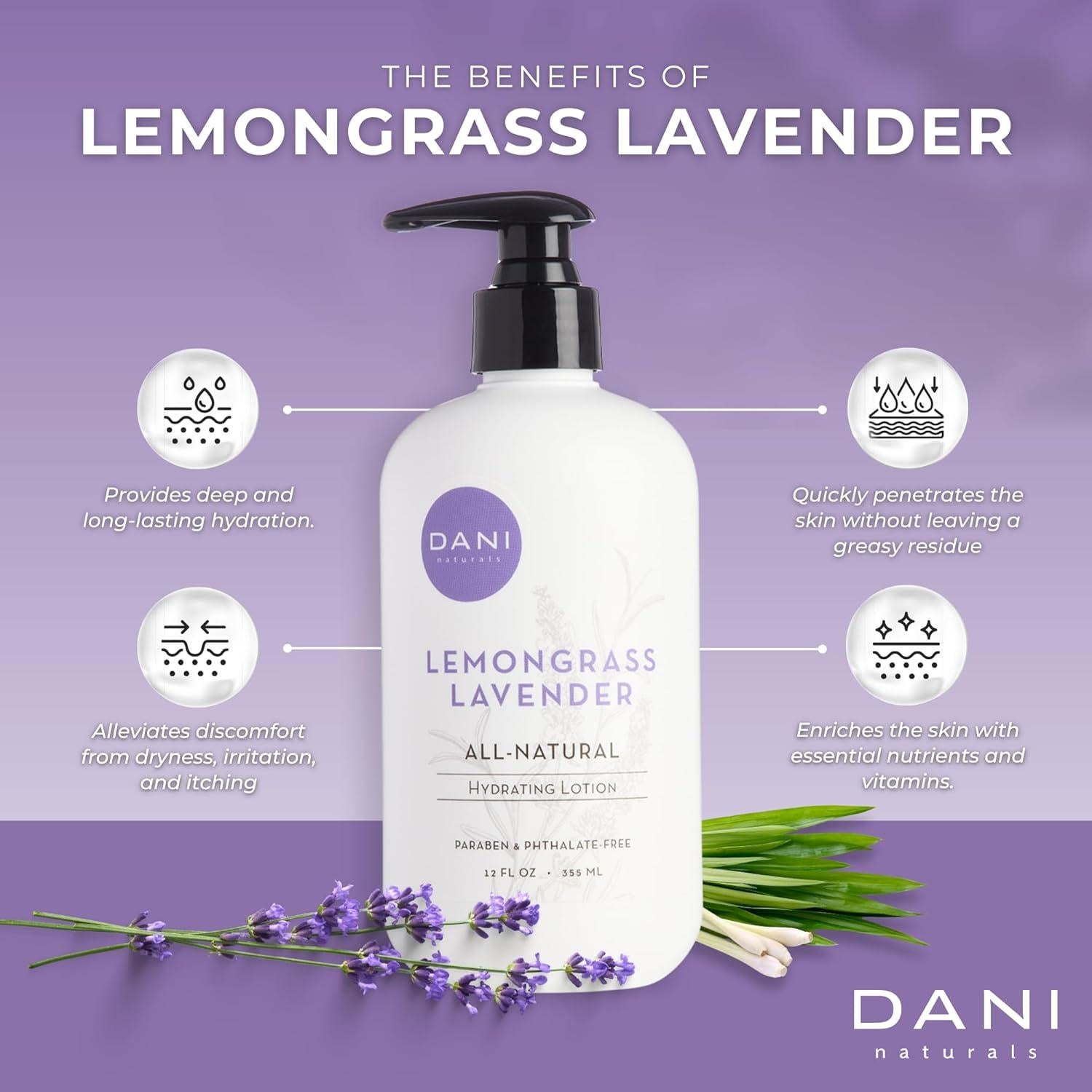 Loción Hidratante DANI Naturals 340g - Aroma Lavanda y Limón