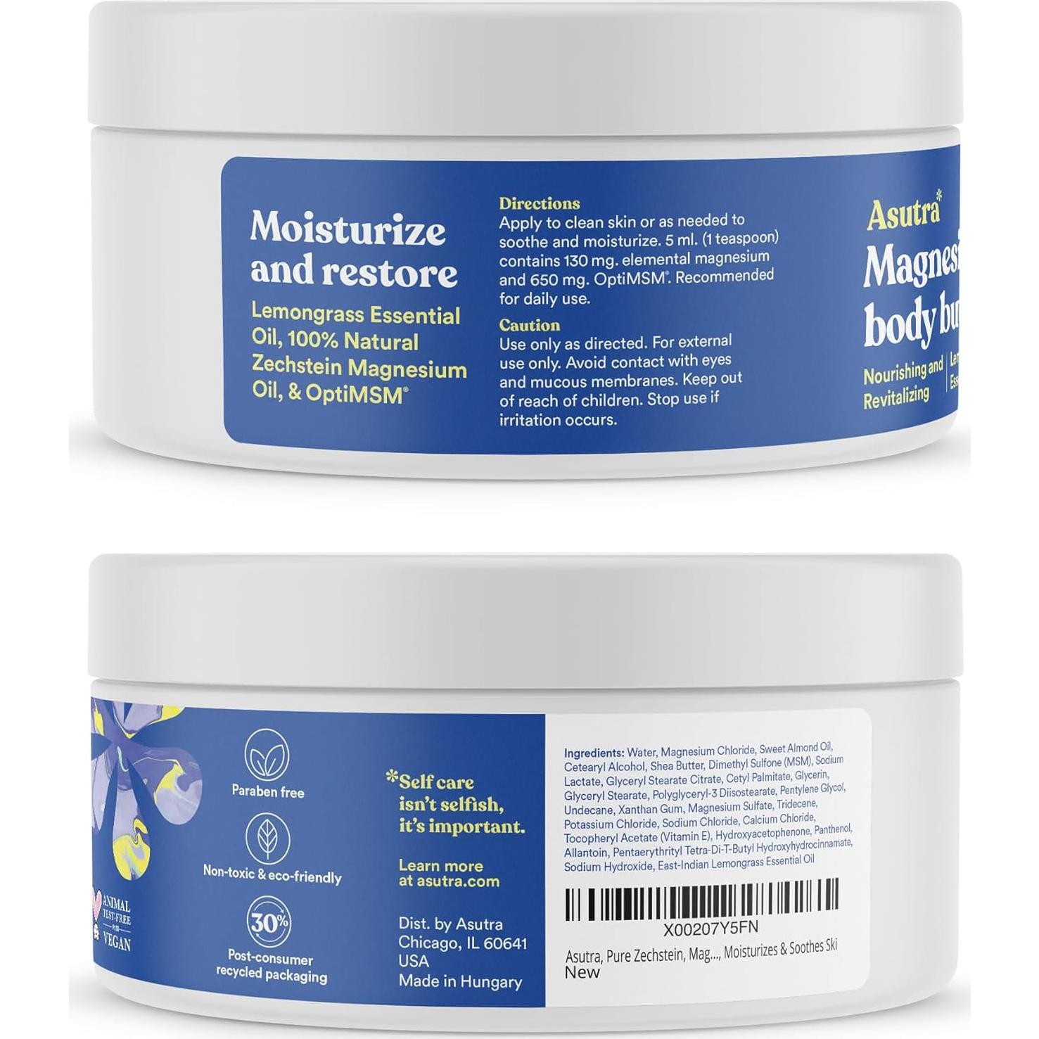 Manteca Corporal Hidratante ASUTRA con Magnesio 191 g x 2