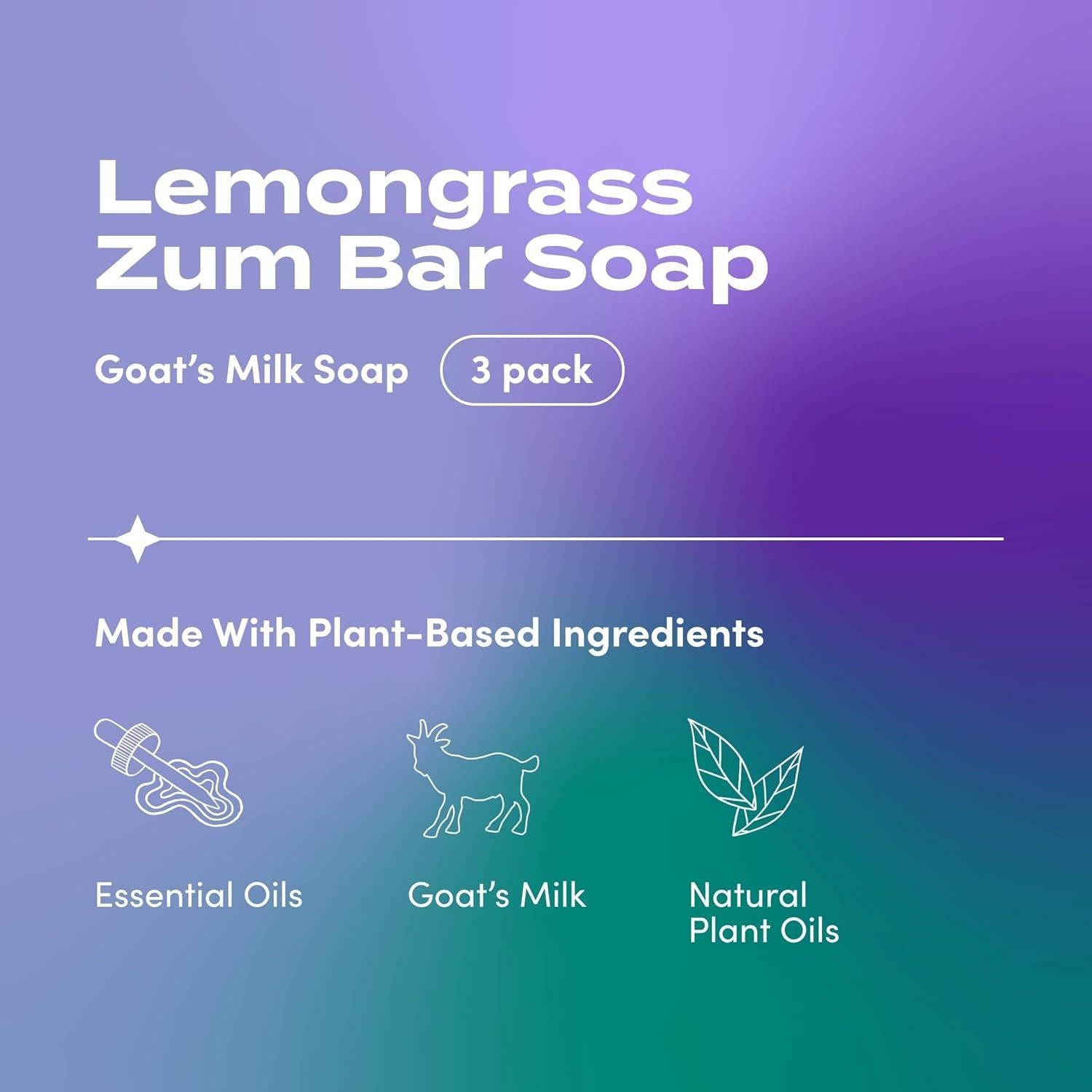 Jabón de Leche de Cabra Zum Indigo Wild - 85 g - Hierba de Limón (Paquete de 3)
