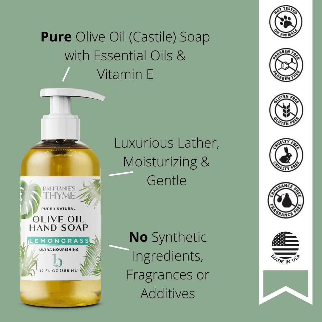 Jabón Líquido Vegano Brittanie 355 ml Hierba Limón Paquete 3