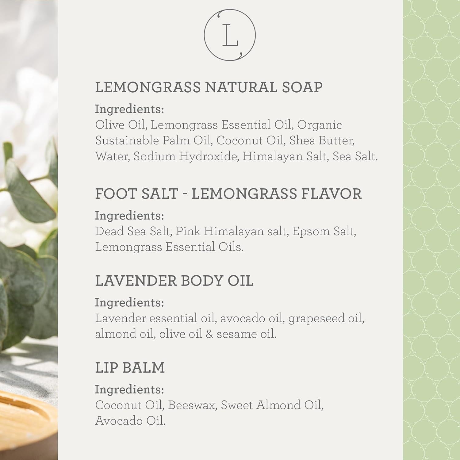 Conjunto de Regalo de Spa Lizush Lemongrass 6 Piezas para Mujeres