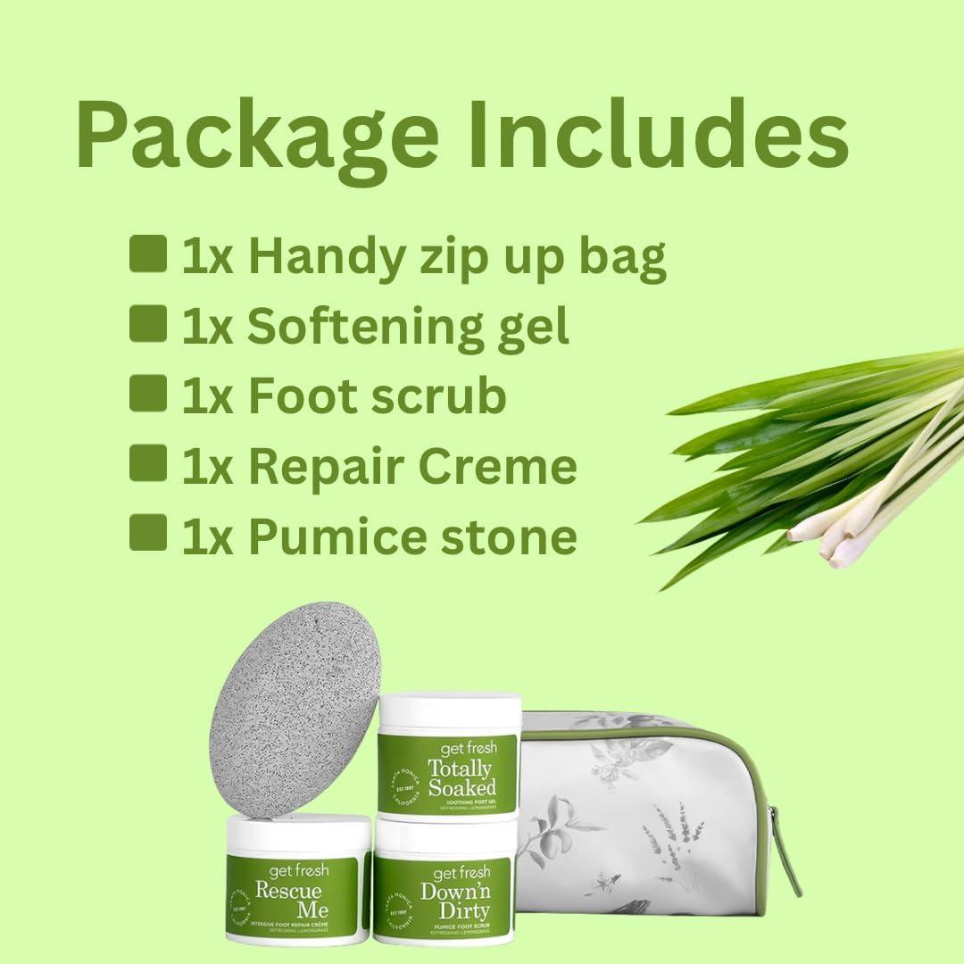 Kit de Cuidado de Pies Get Fresh 3 Pasos con Aroma a Hierba Limón