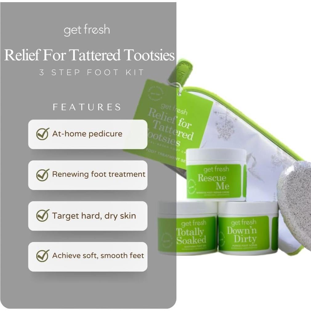 Kit de Cuidado de Pies Get Fresh 3 Pasos con Aroma a Hierba Limón
