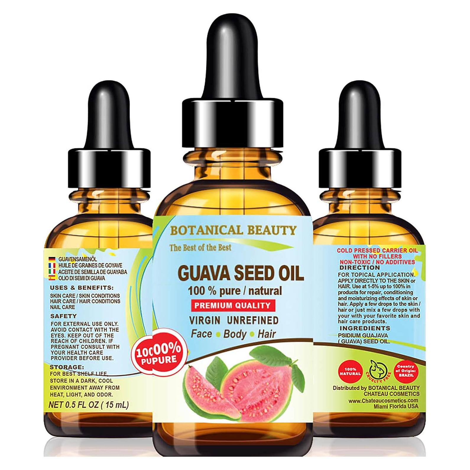 Aceite de Semilla de Guayaba 100% Puro Virgen 15 ml Antienvejecimiento