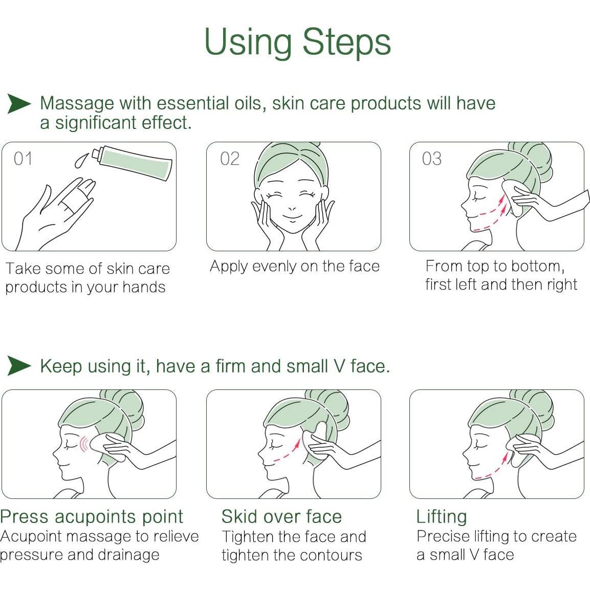 Herramienta de Masaje Facial Gua Sha FUANKANG Verde 14.2cm