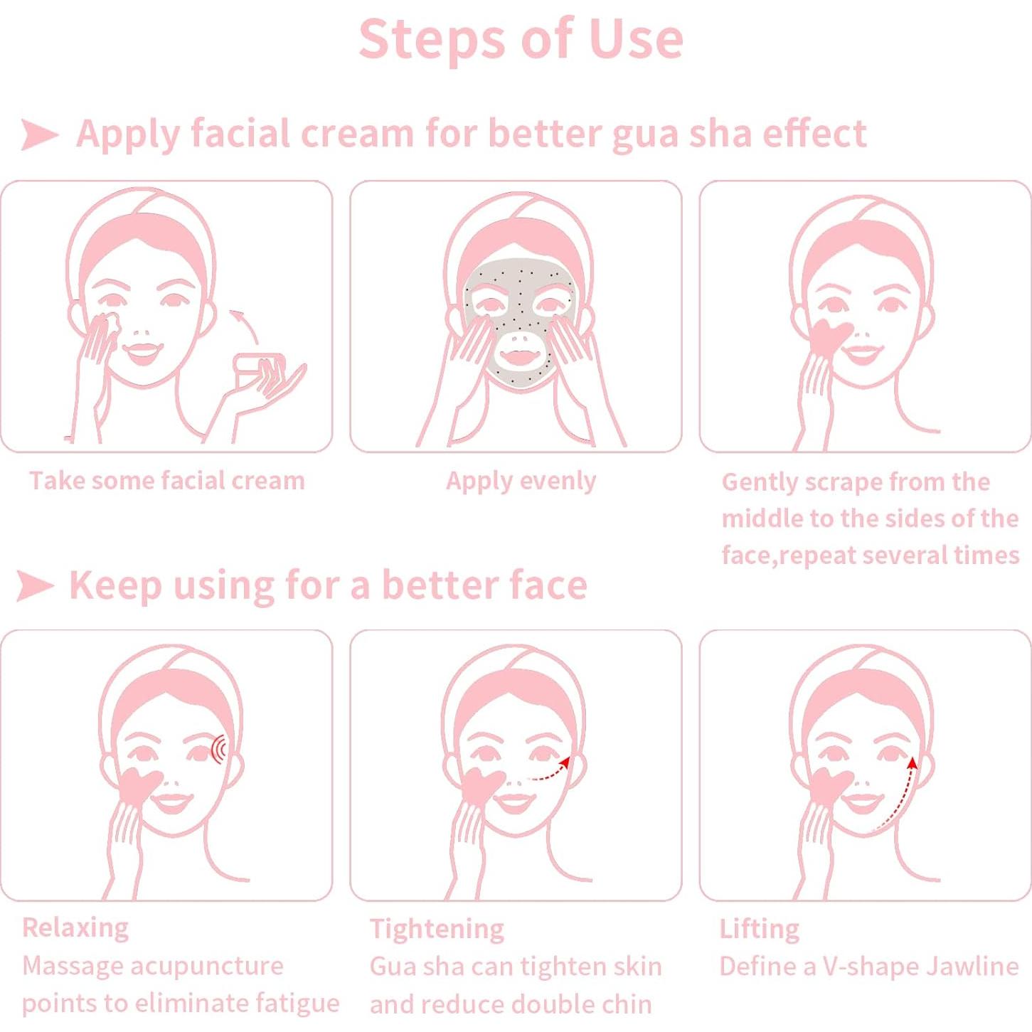 Herramienta Gua Sha de Cuarzo Rosa Contrybox - Cuidado Facial