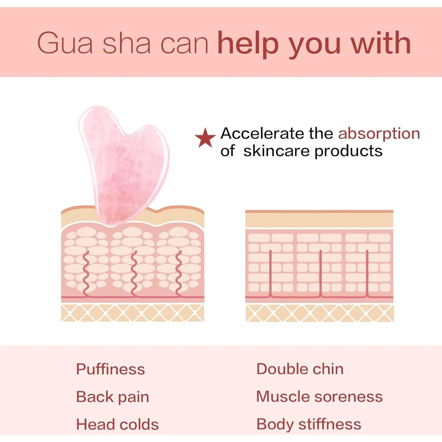 Herramienta Gua Sha de Cuarzo Rosa Contrybox - Cuidado Facial