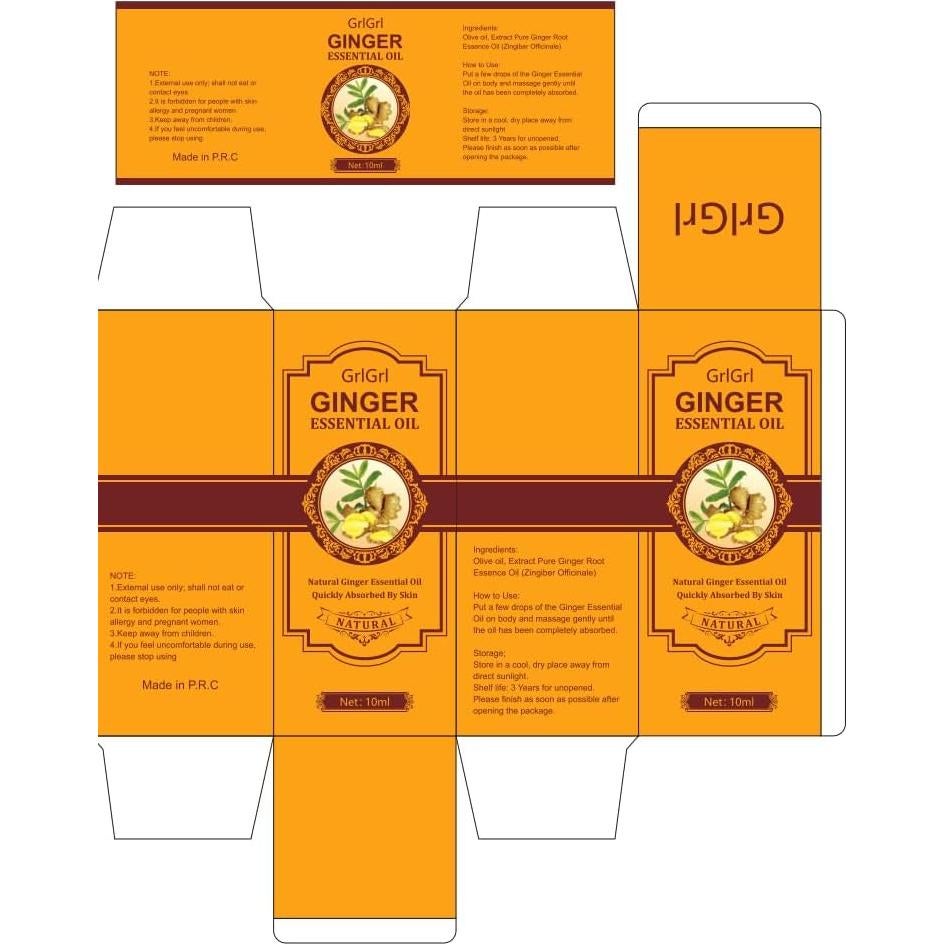 Aceite Esencial de Jengibre GrlGrl 10ml - Natural y Relajante