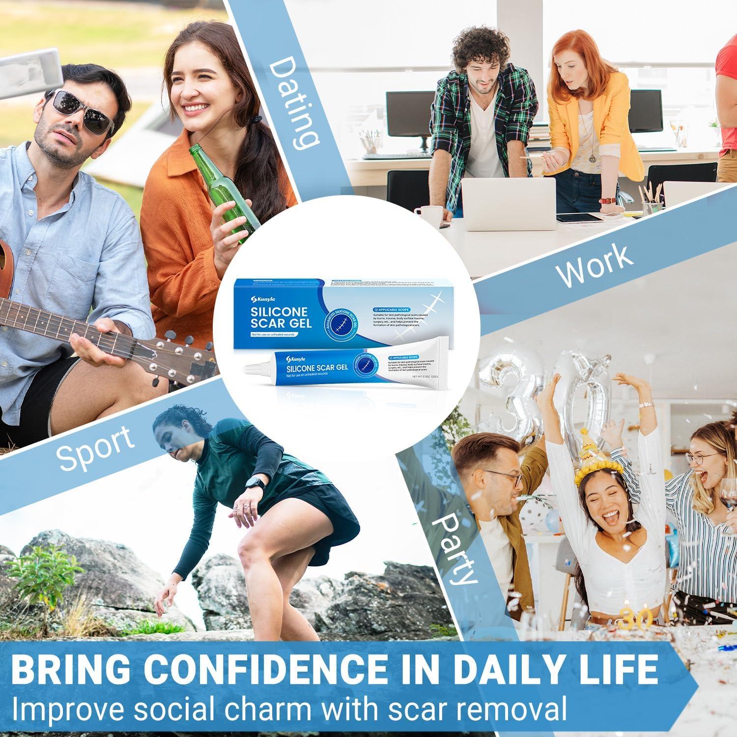 Gel de Cicatrices de Silicona Kunyle 20g - Eliminación de Queloides y Estrías