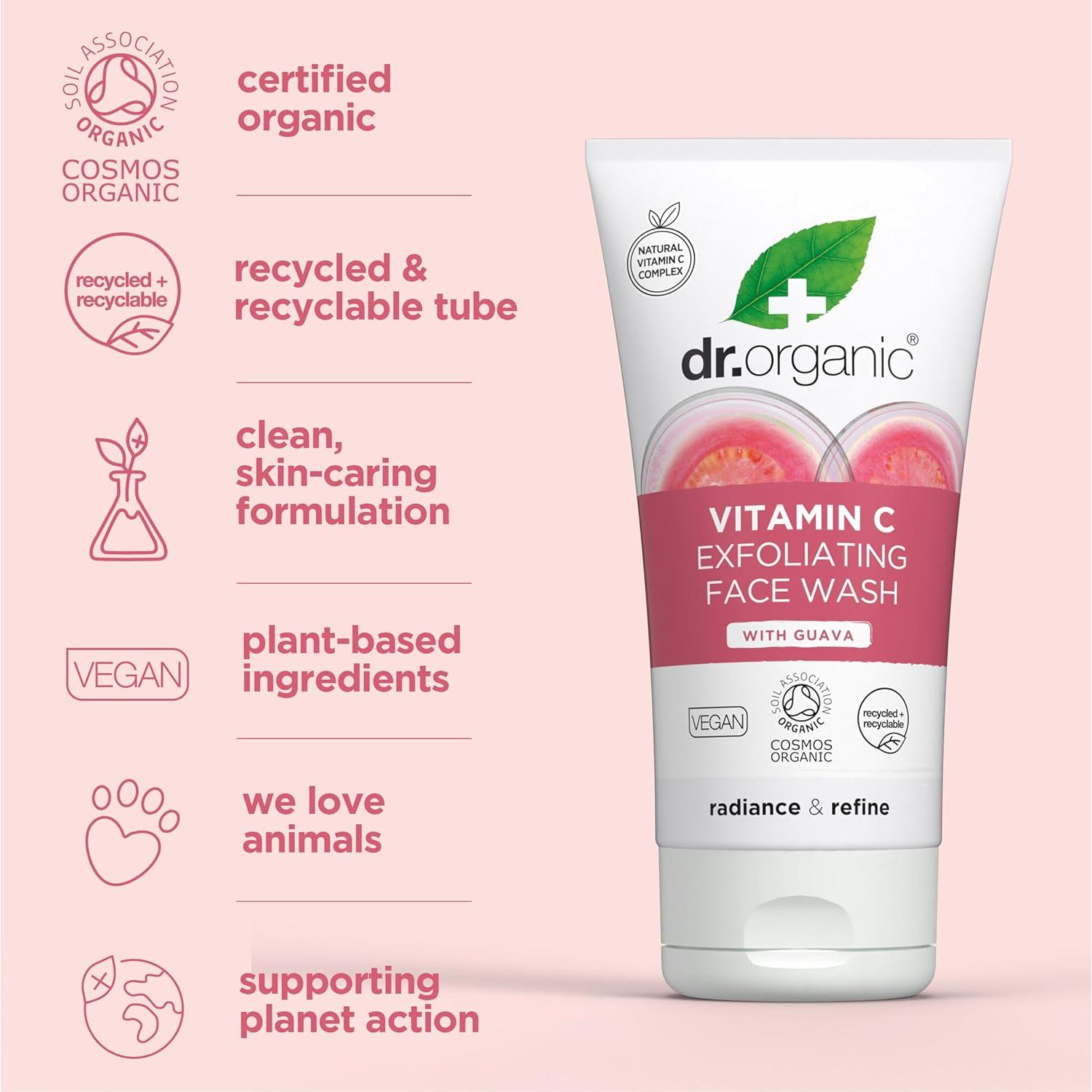 Lavado Facial Exfoliante Dr. Organic 150 mL Vitamina C Orgánico