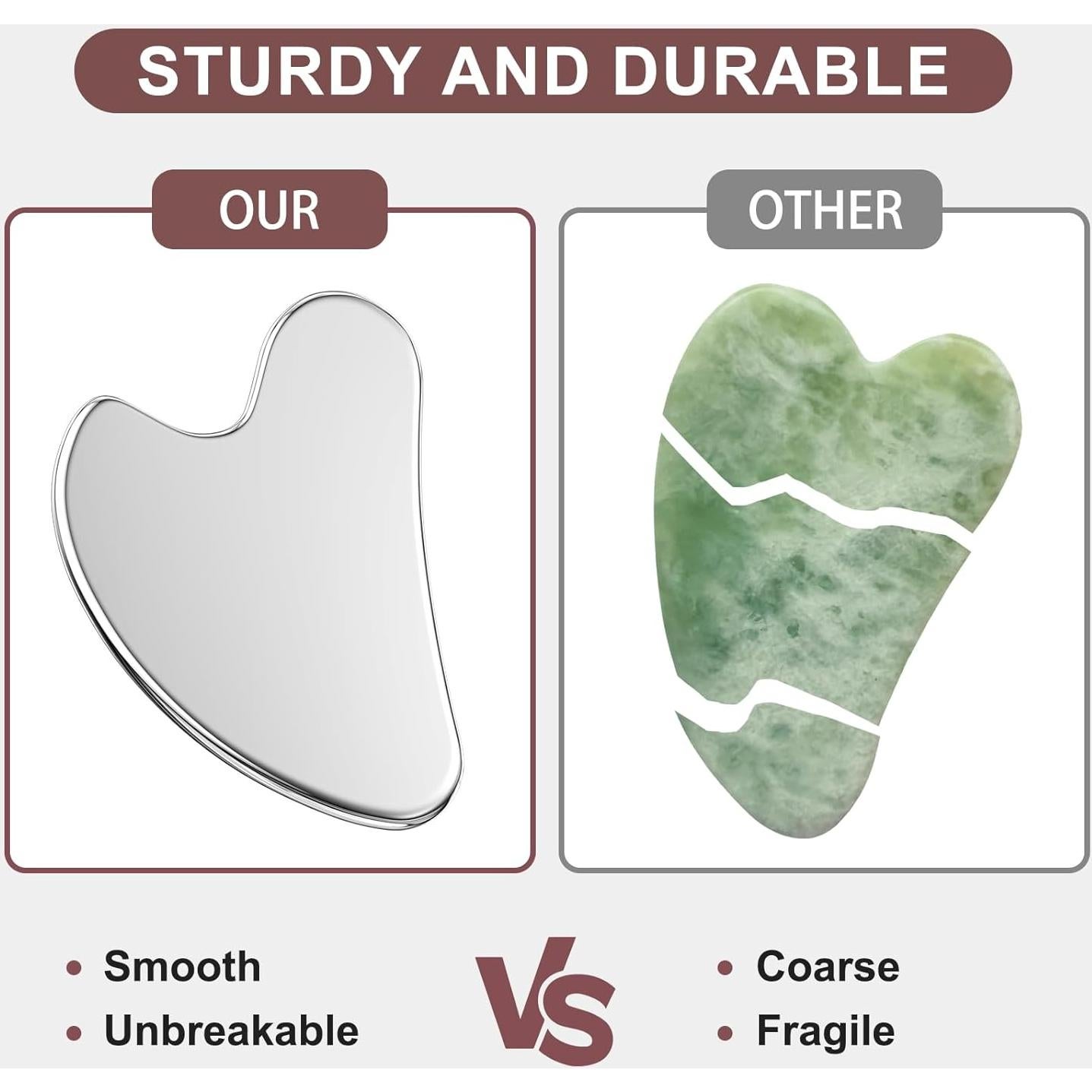 Herramienta Gua Sha de Acero Inoxidable CAEYPOAR 8.5x5.5cm