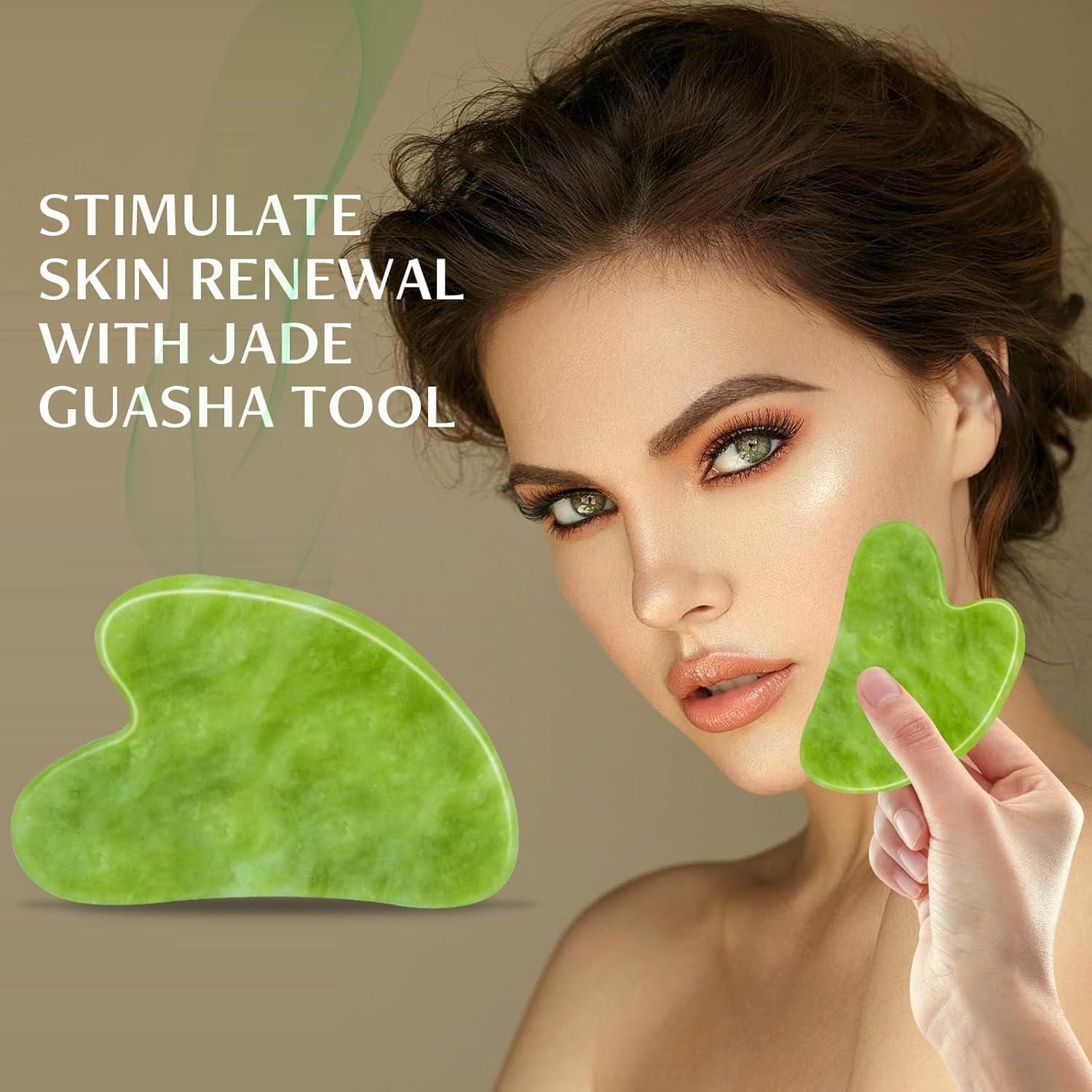 Herramienta Gua Sha Facial Disemot de Jade Natural Antienvejecimiento